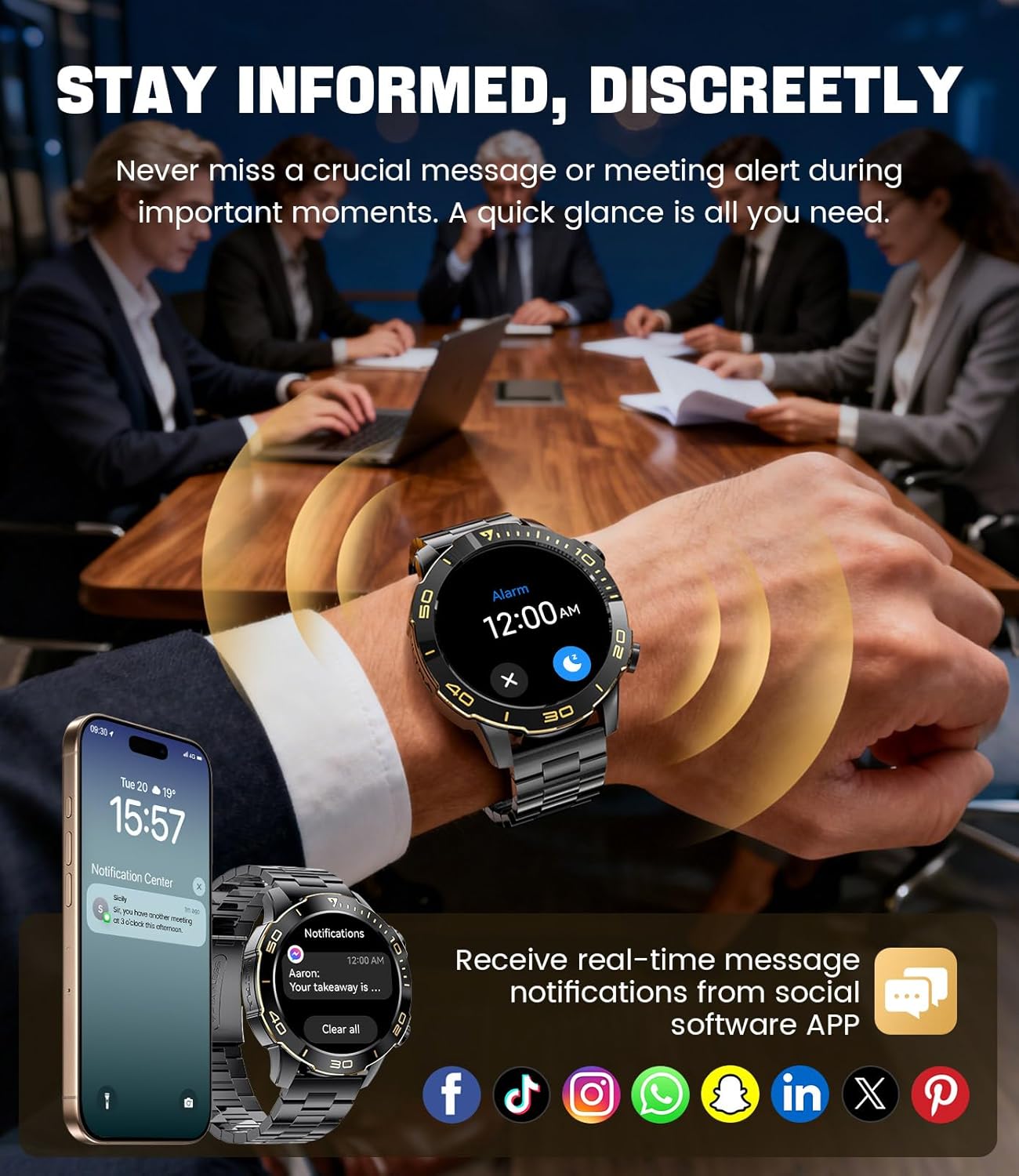 Detalle de LIGE Smart Watch for Men with 1.43" AMOLED Display, IP68 Waterproof, 170+ Sports Modes