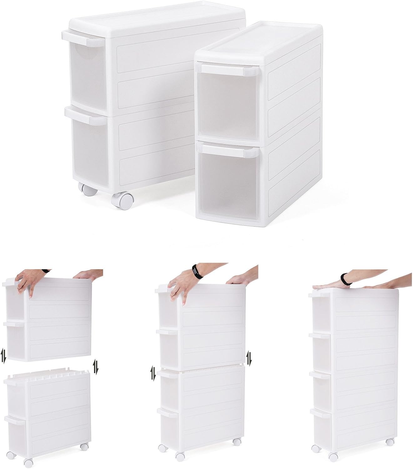 Thumbnail 3 de SONGMICS carrello da bagno/mensola da cucina bianco con 4 livelli, dimensioni 18 x 84,5 x 46 cm