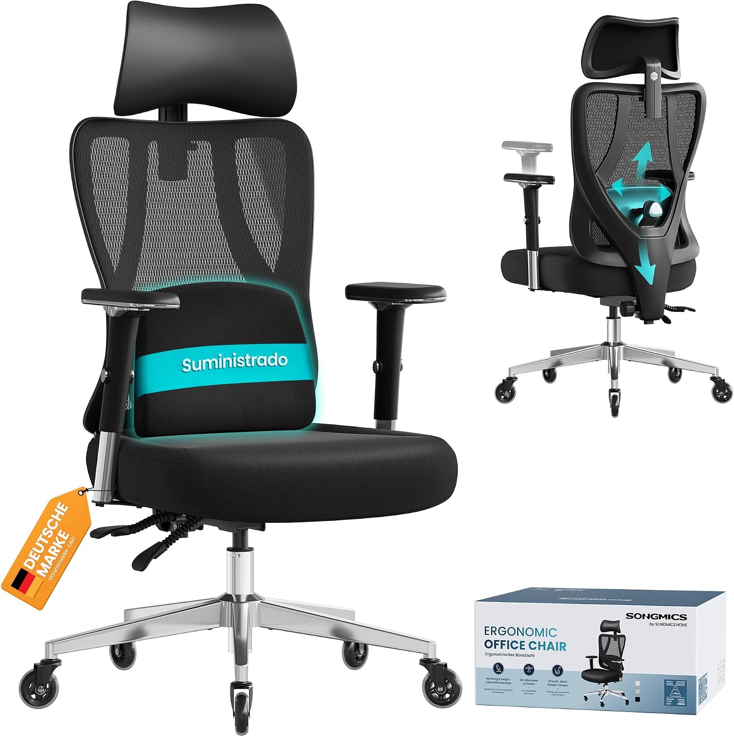 Detalle de SONGMICS Silla Ergonómica OBN067BH01
