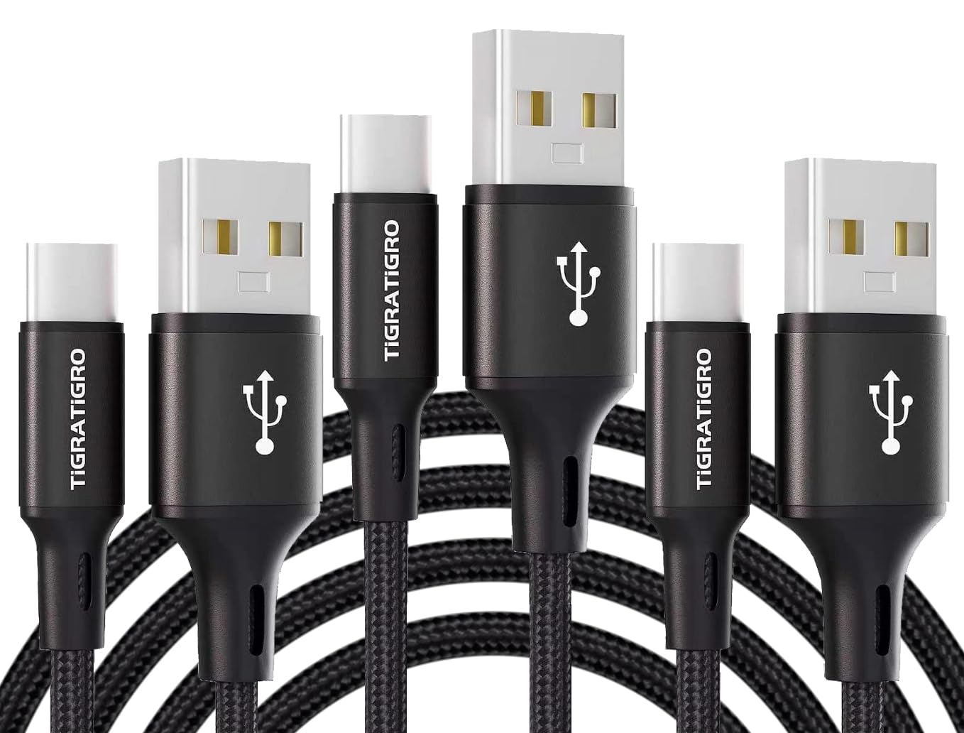Detalle 2 de tigratigro Cavo USB-C 2 m (2 pezzi) in nylon intrecciato con ricarica rapida e dati fino a 480 Mbps