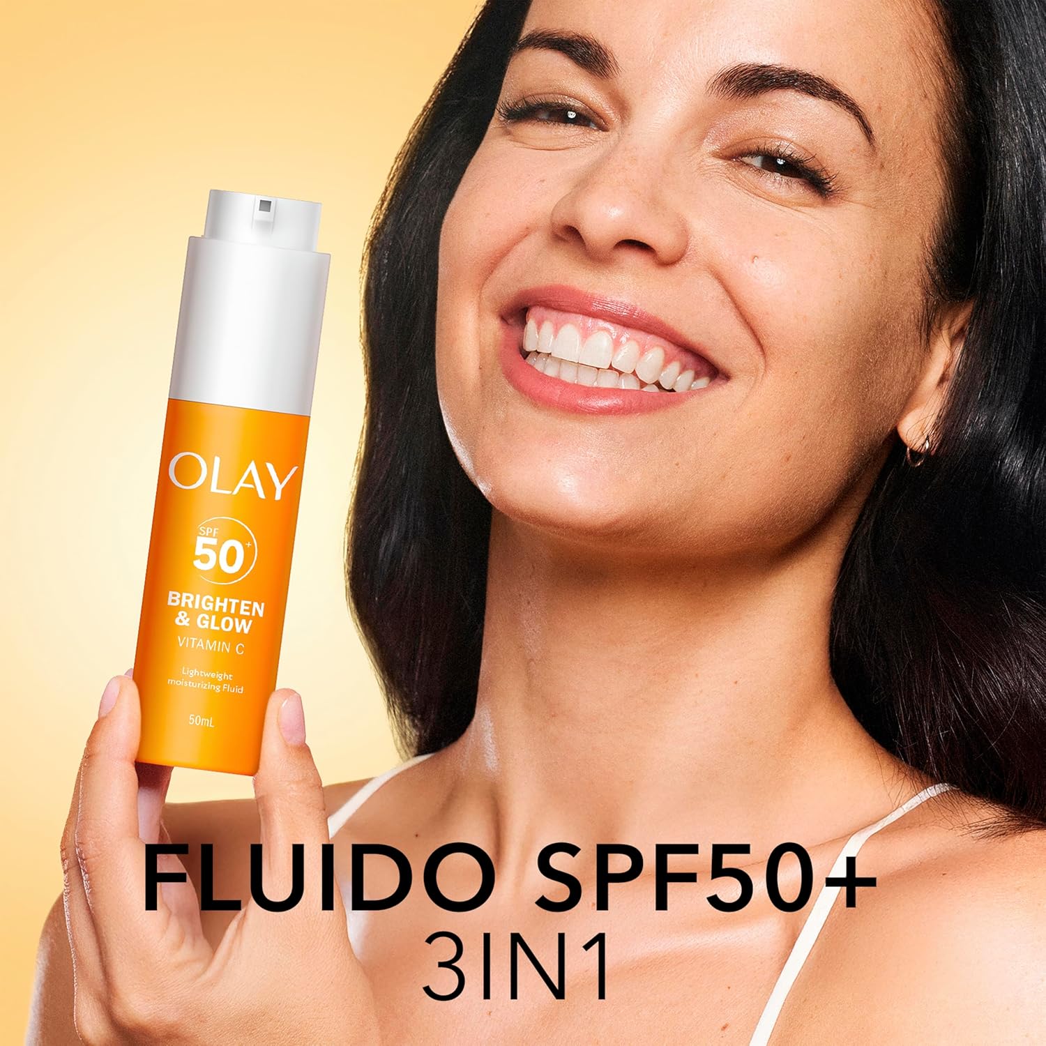 Detalle de Olay Vitamin C Brighten & Glow 3in1 Fluido Idratante SPF50+ (50 ml) – crema/primer con niacinamide