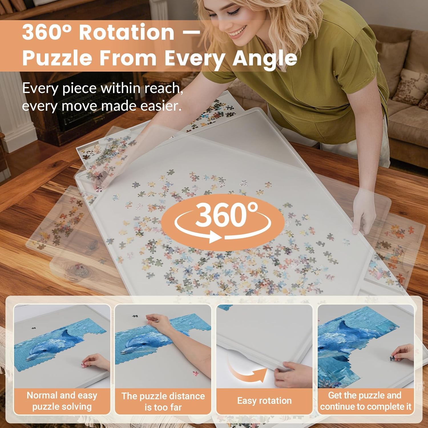 Detalle de ALL4JIG 1000-Piece Rotating Puzzle Board with 360° Lazy Susan and Four Drawers