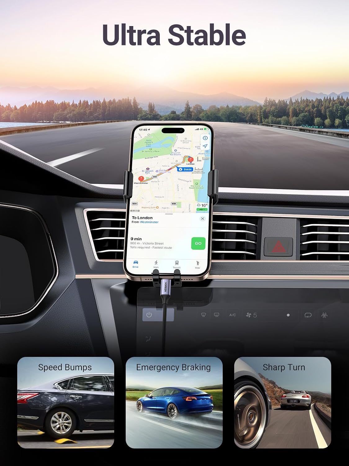 Detalle 2 de UGREEN Car Phone Holder Air Vent Gravity Mount