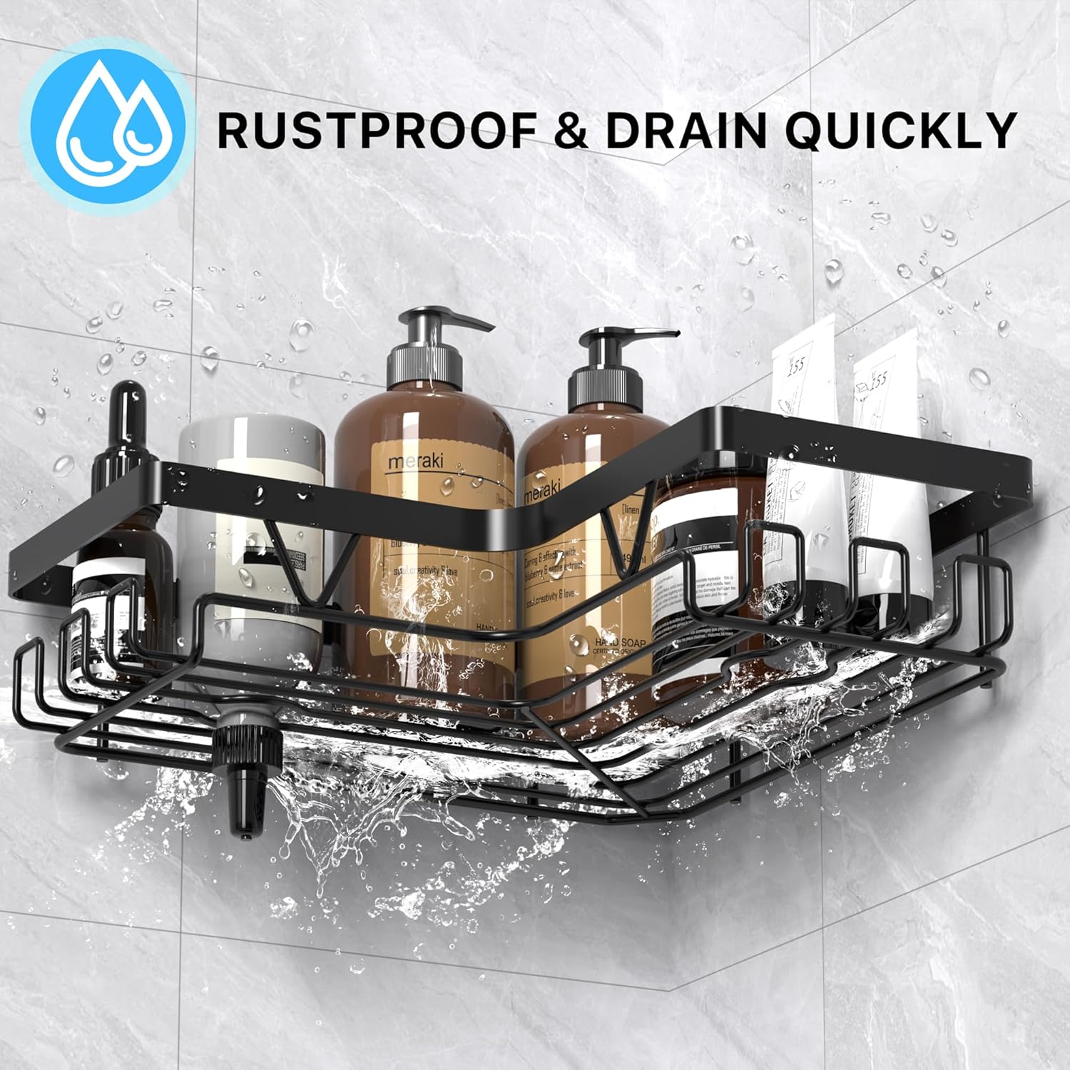 Thumbnail 3 de Kegii Estantería Ducha Telescópica 4 Cestas Negro