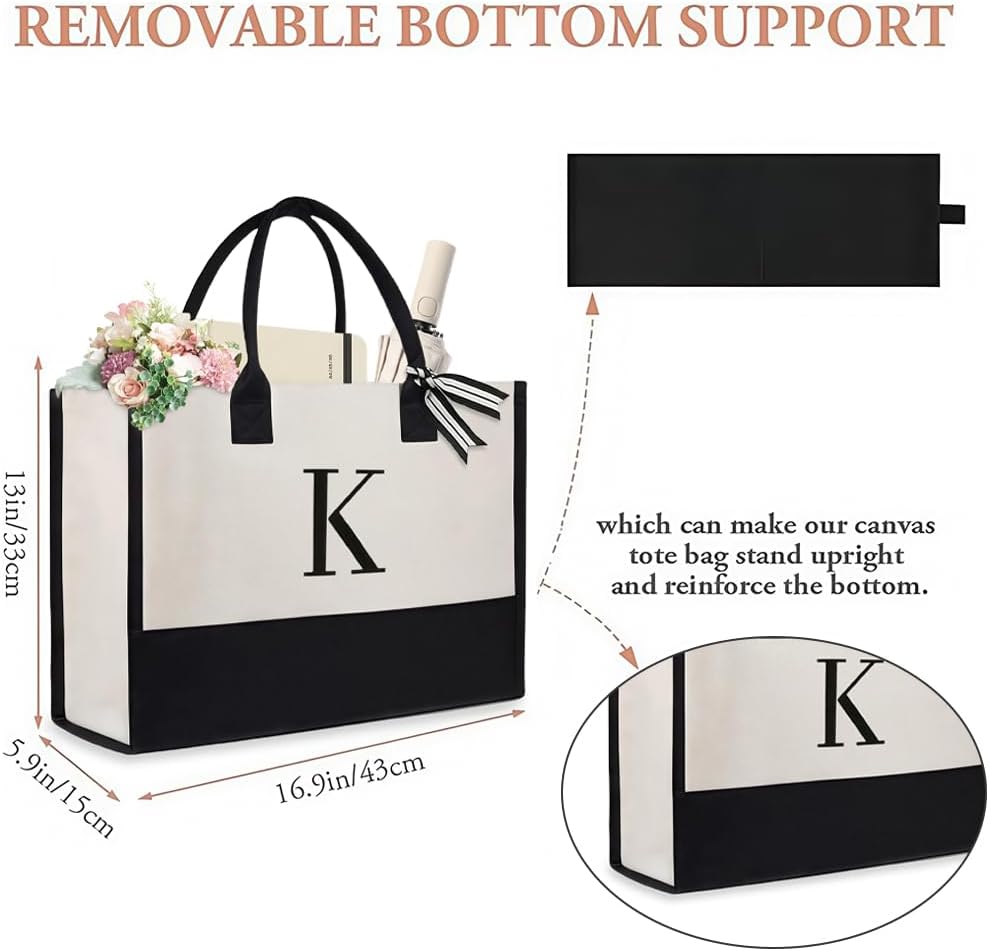 Thumbnail 3 de Aucuu Tote Bag en toile avec fermeture éclair — sac réutilisable pour shopping, pique-nique et voyage