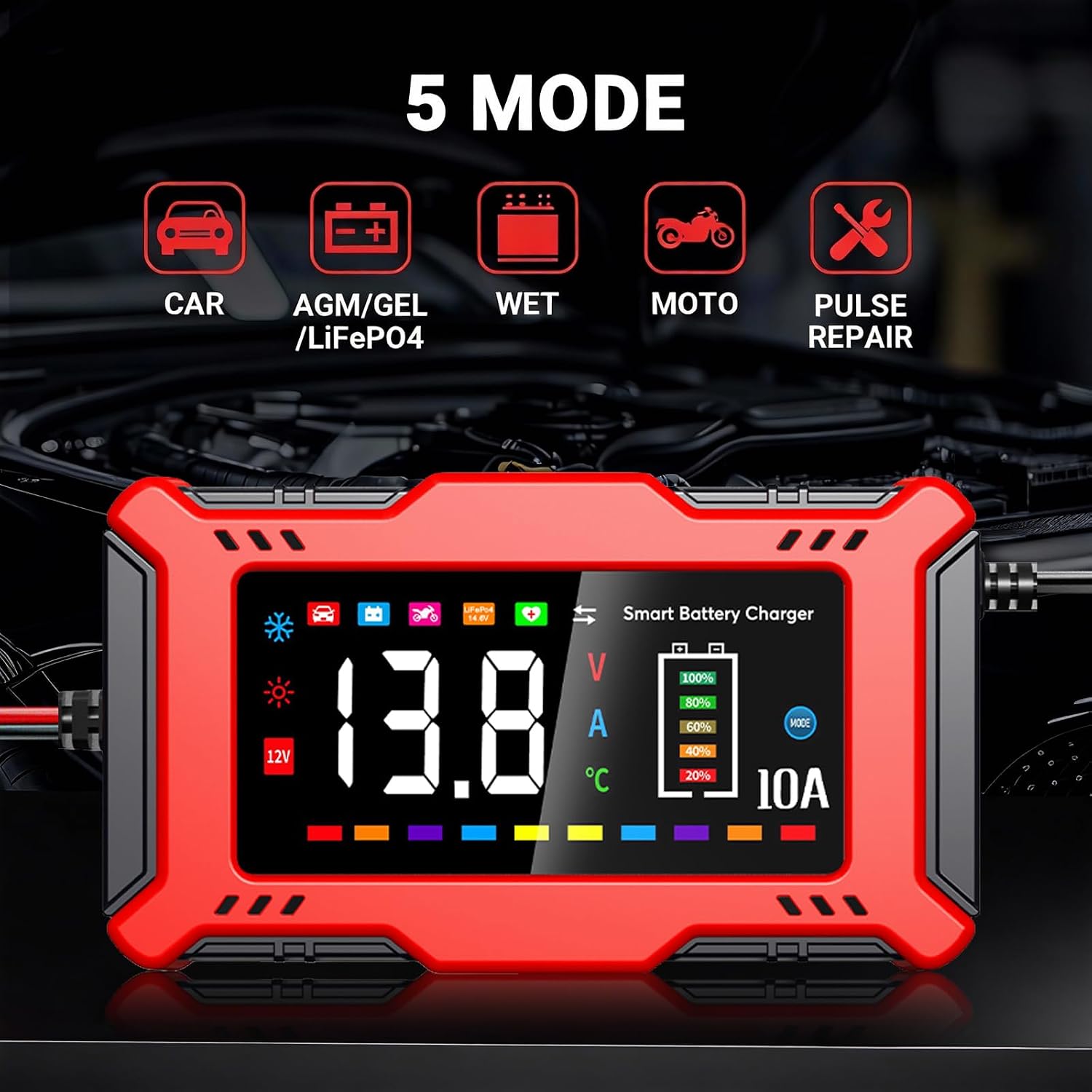 Detalle de AILRINNI 10-Amp 12V smart charger