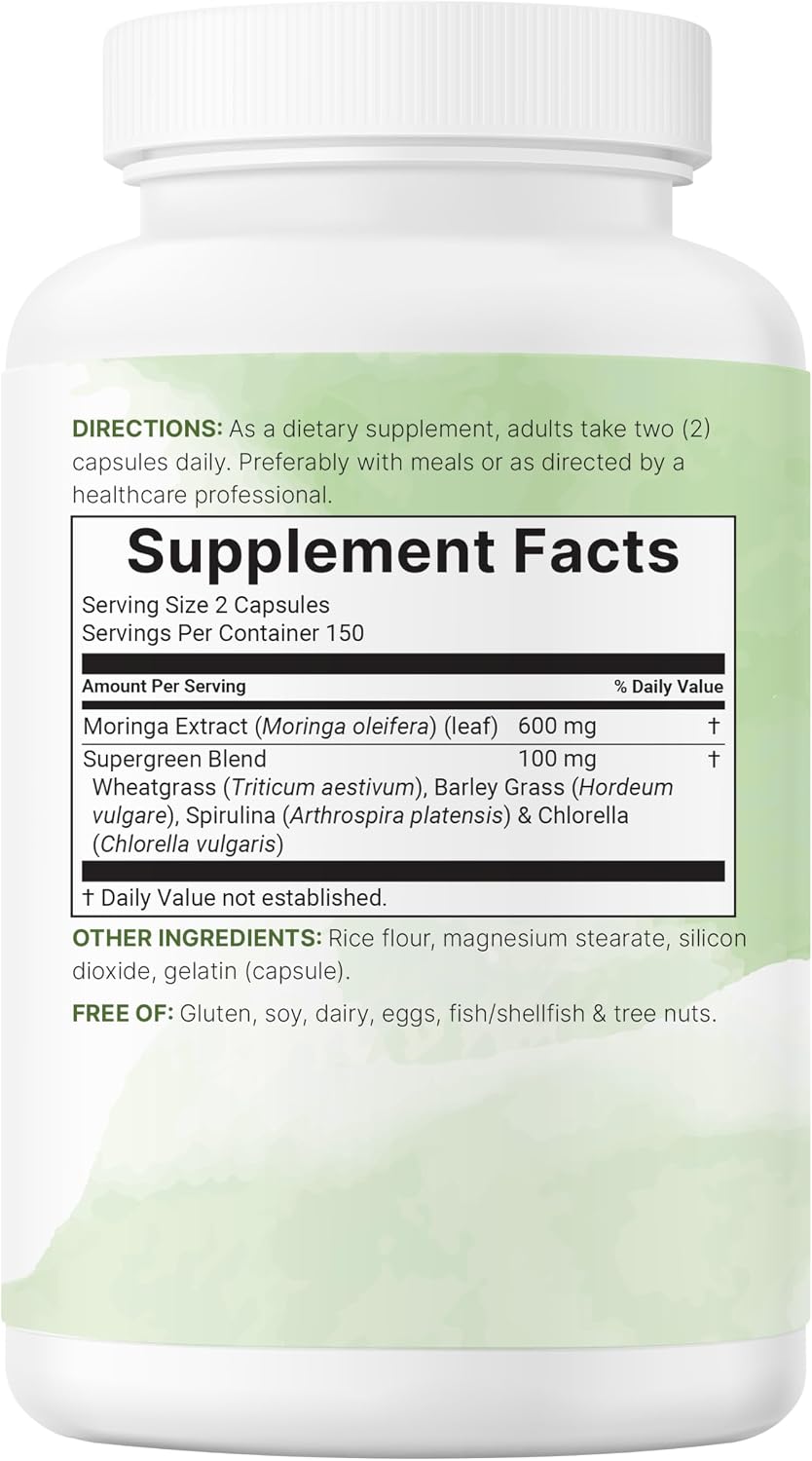 Detalle de Micro Ingredients Moringa Capsules, 300 Capsules
