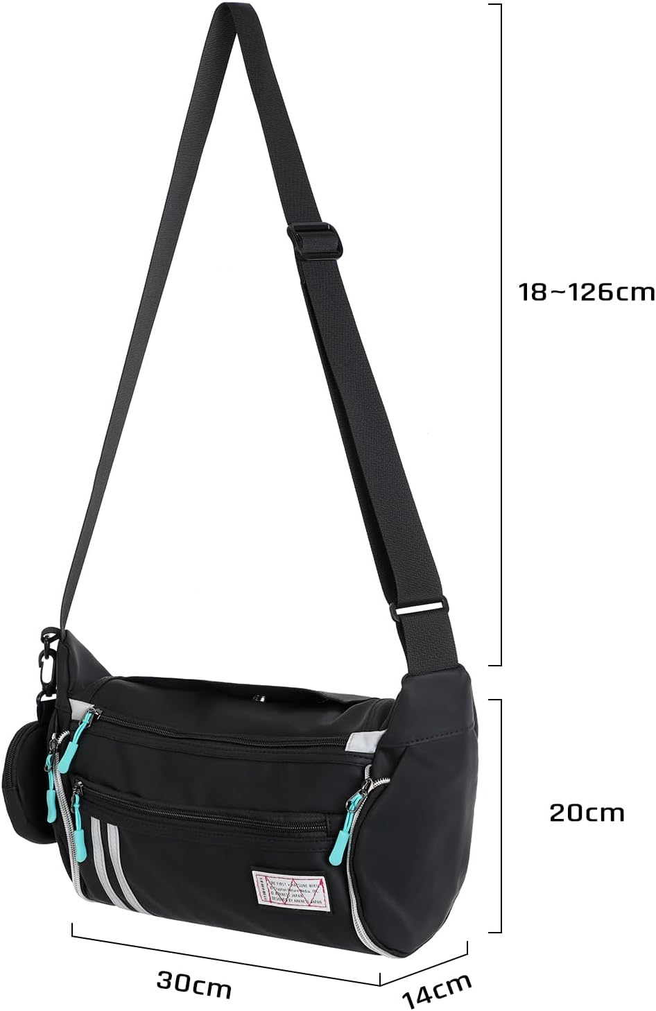 Detalle de FIREFIRST x Hatsune Miku Umhängetasche – Wasserdichte Zweitfachtasche mit dekorativer Kleingeld-/Schmucktasche
