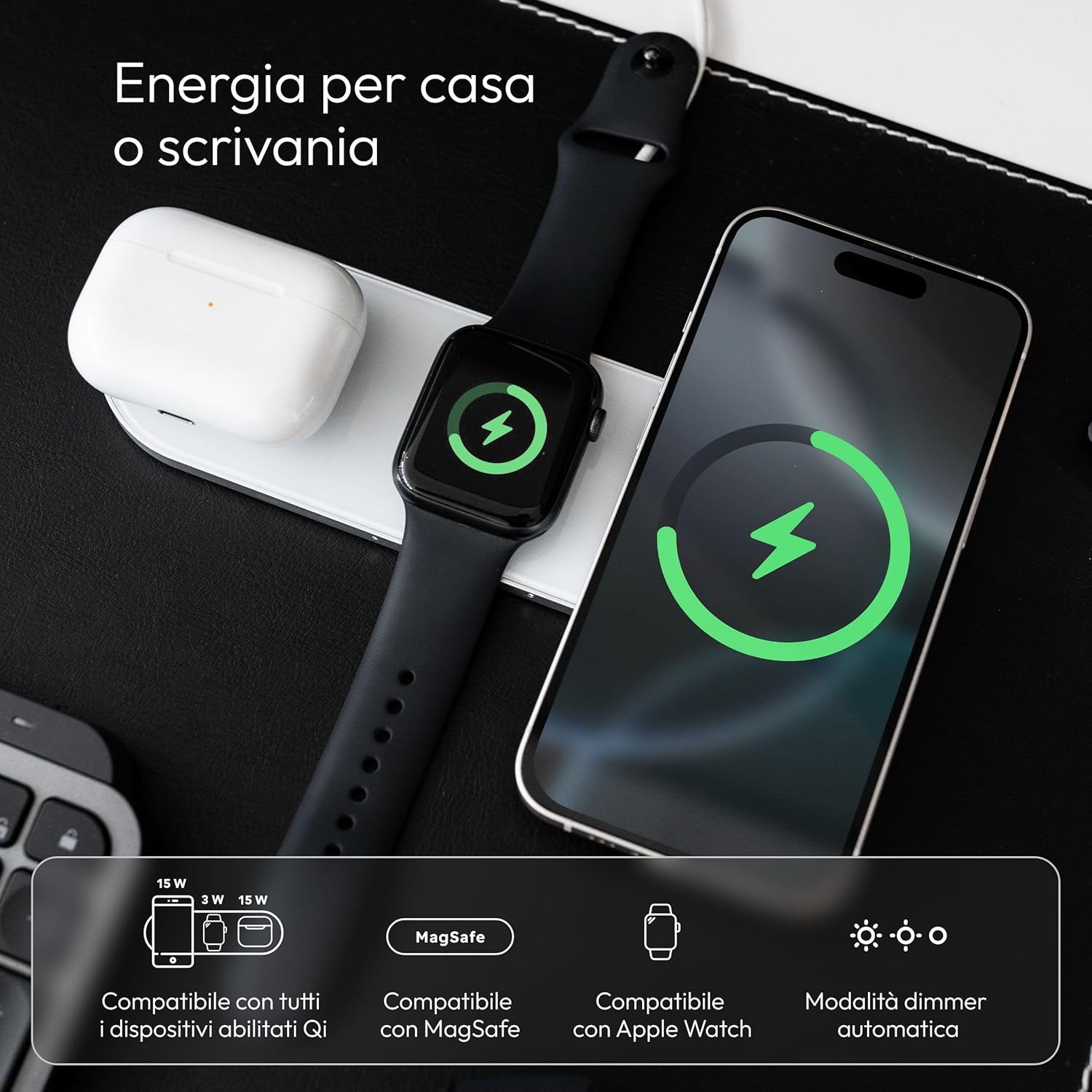 Thumbnail 2 de Vonmählen Aura Home: Stazione di Ricarica Wireless 3-in-1 con MagSafe per iPhone, Apple Watch e AirPods