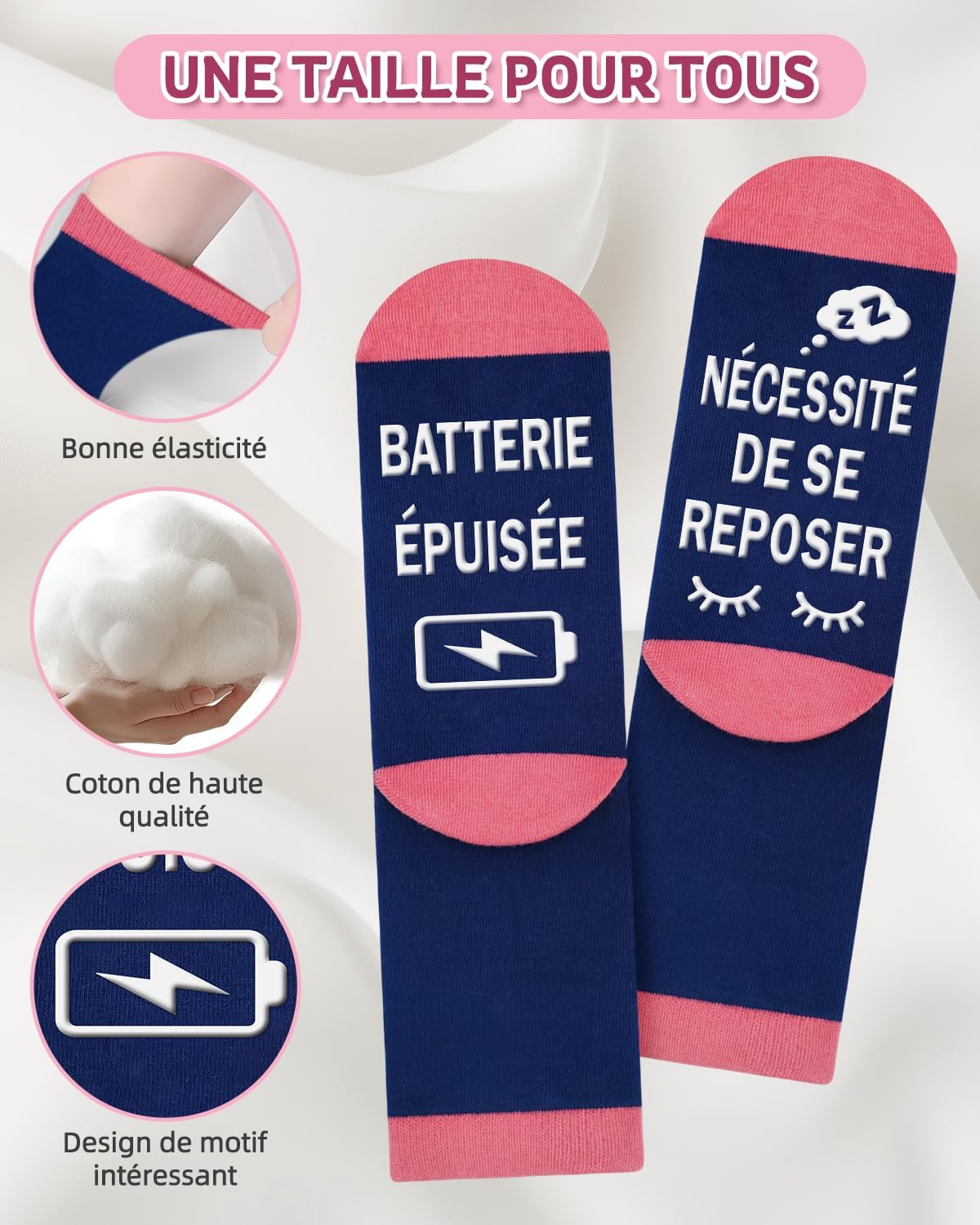 Detalle 2 de Obidodi grappige damessokken met antislip en humorboodschap, maat 37-42