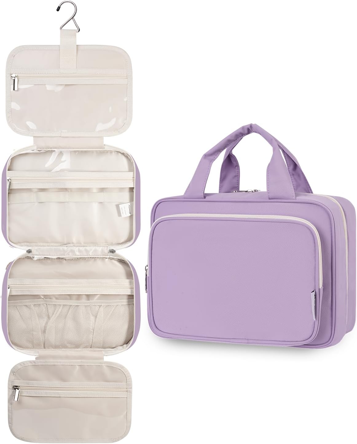Detalle de Narwey Large Hanging Travel Toiletry Bag (Purple) with 4 Compartments