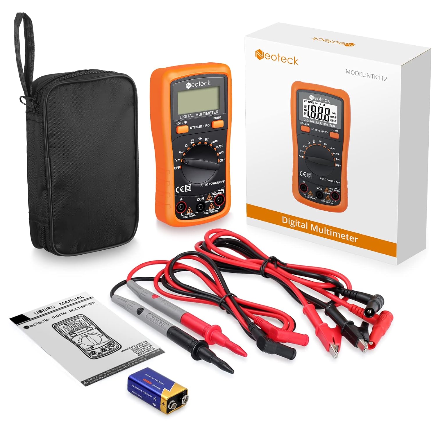 Thumbnail 6 de Neoteck 8233D PRO Auto-Ranging Digital Multimeter, 2000 Count, Backlit LCD