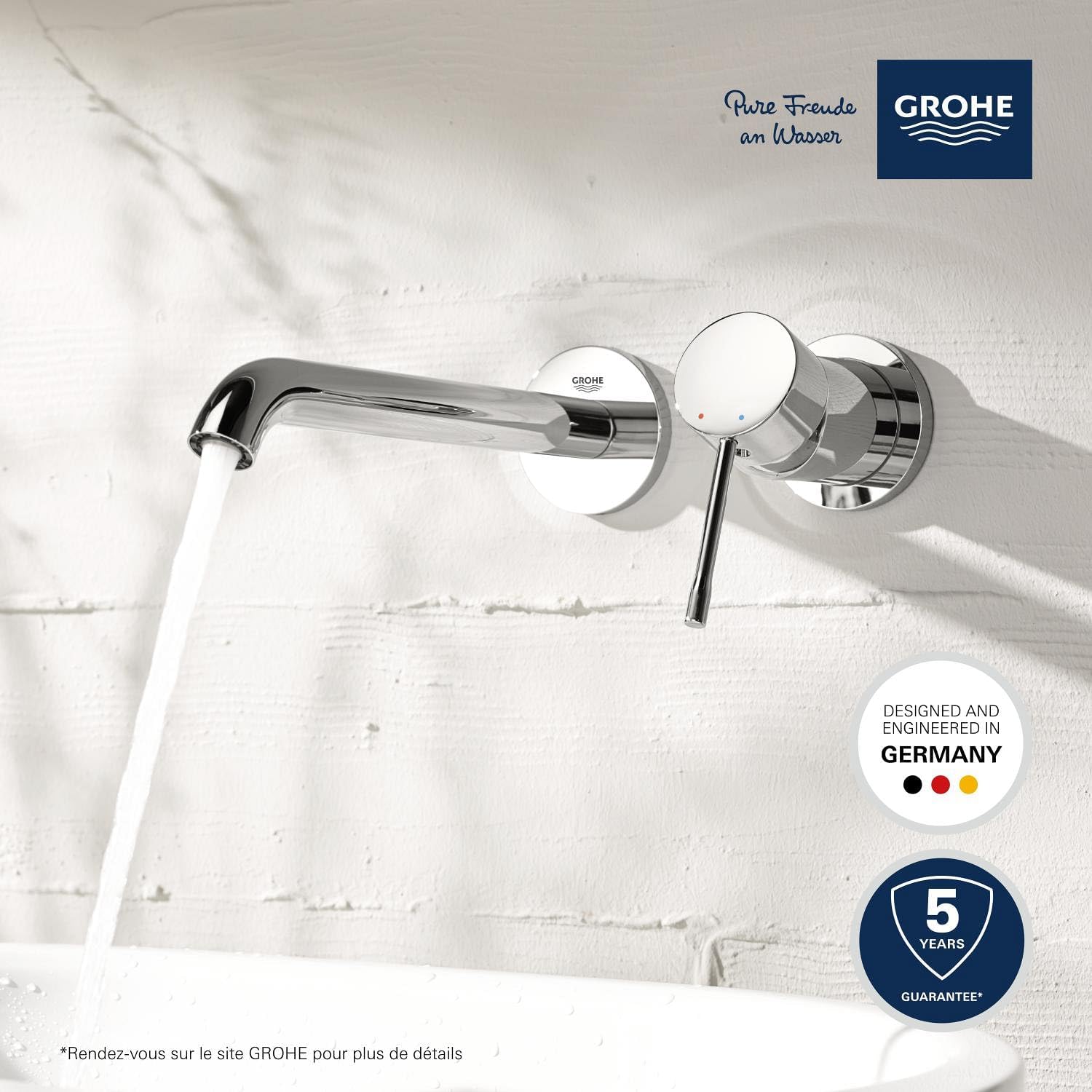 Thumbnail 1 de GROHE Essence Mitigeur Lavabo Encastré 2 trous mural, Taille M, chrome – réf. 19408001