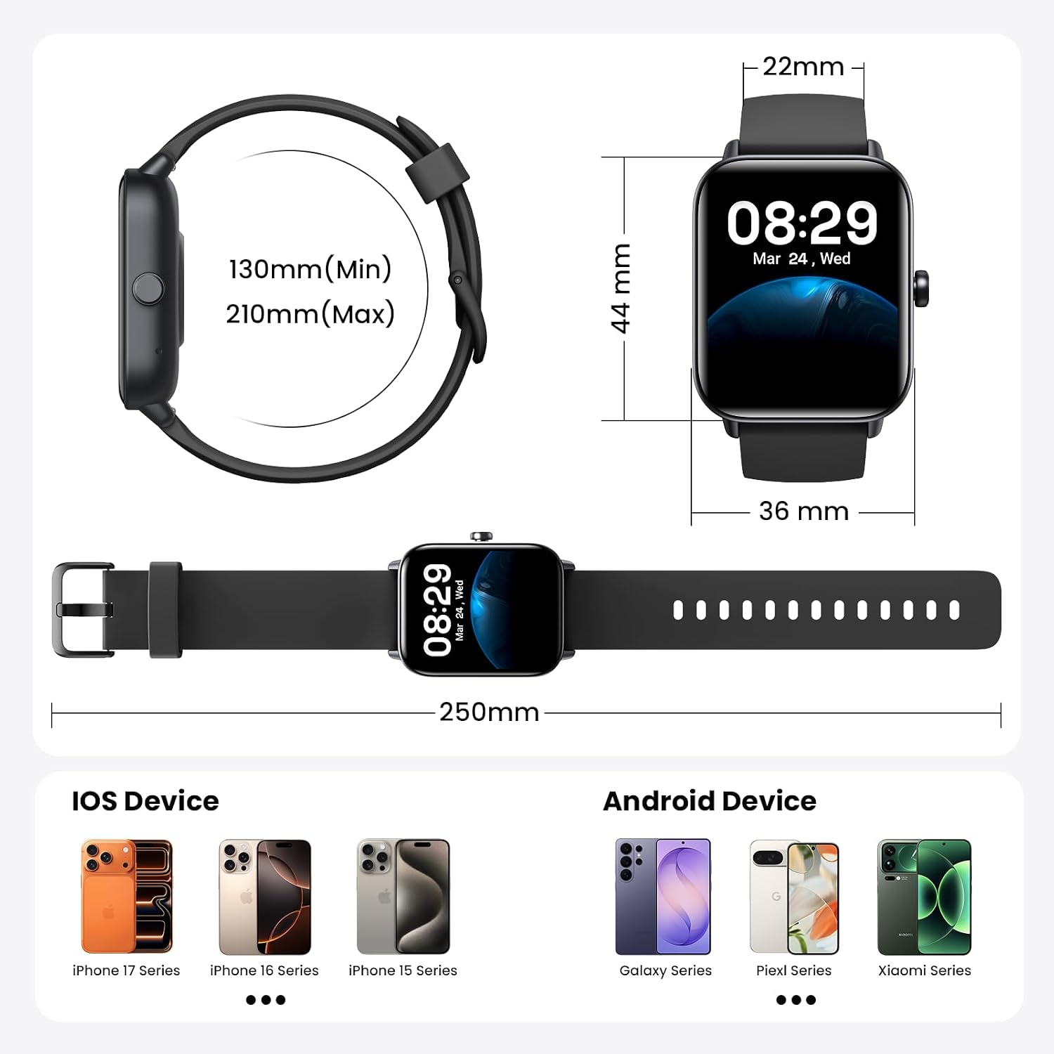 Thumbnail 6 de Gydom Smart Watch for Men & Women with Bluetooth Calling, Alexa Built-in, 1.8" HD Display