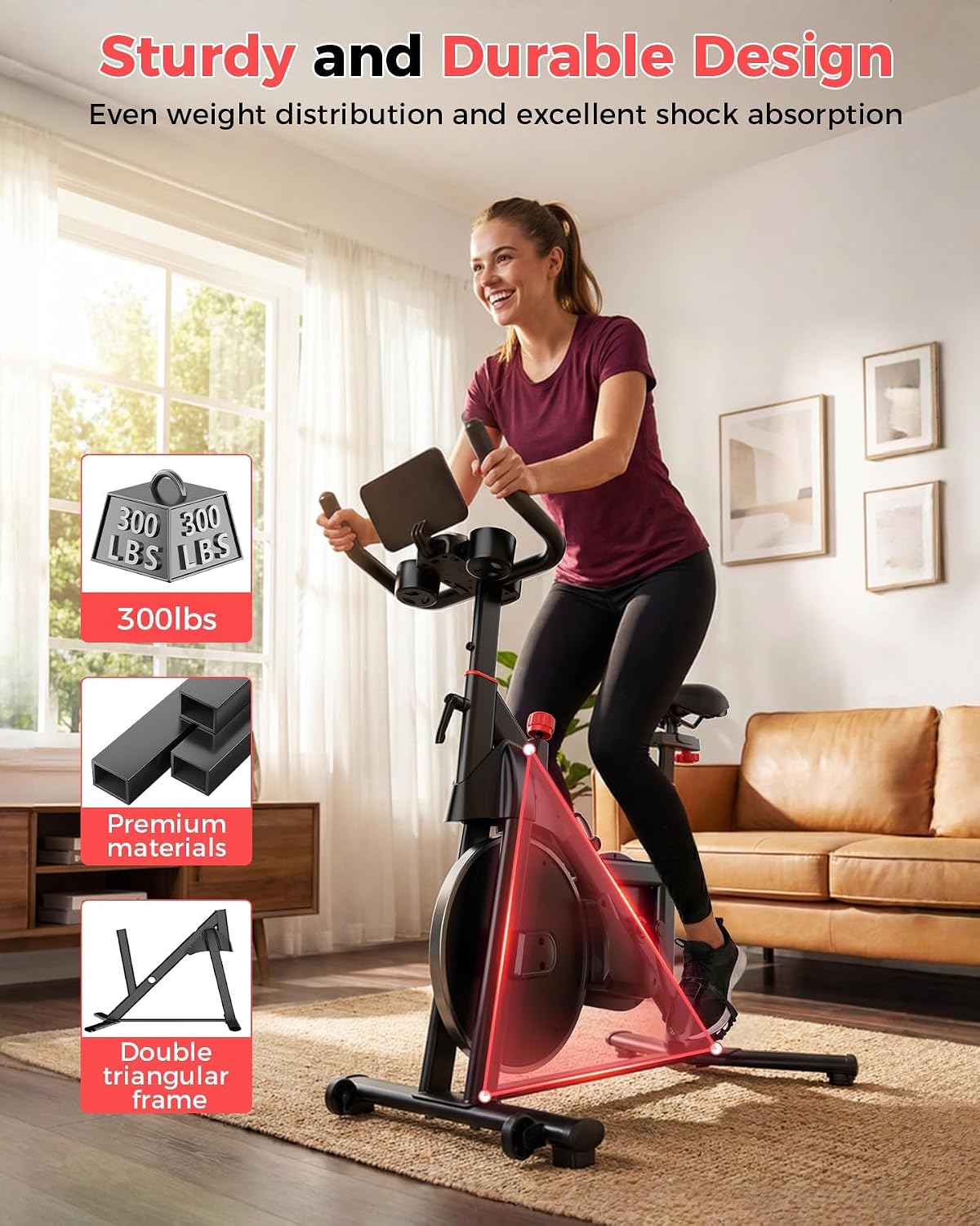 Detalle de DeerRun S1pro DR-QY-S1-Black Indoor Exercise Bike, Magnetic Resistance