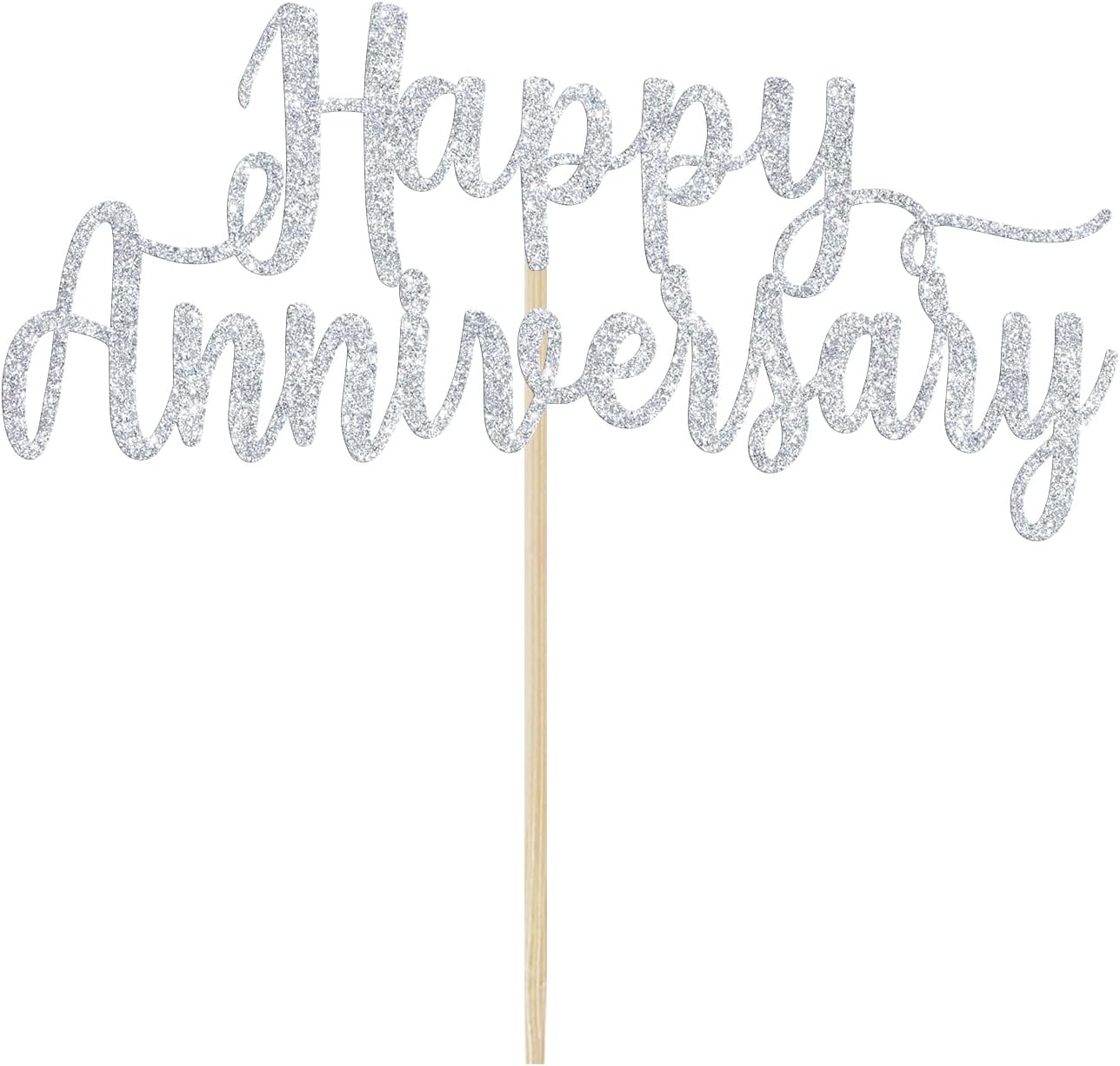 Thumbnail 2 de Calarjeta Happy Anniversary Cake Topper, 5.9 x 4.2-Inch Silver Glitter Paper