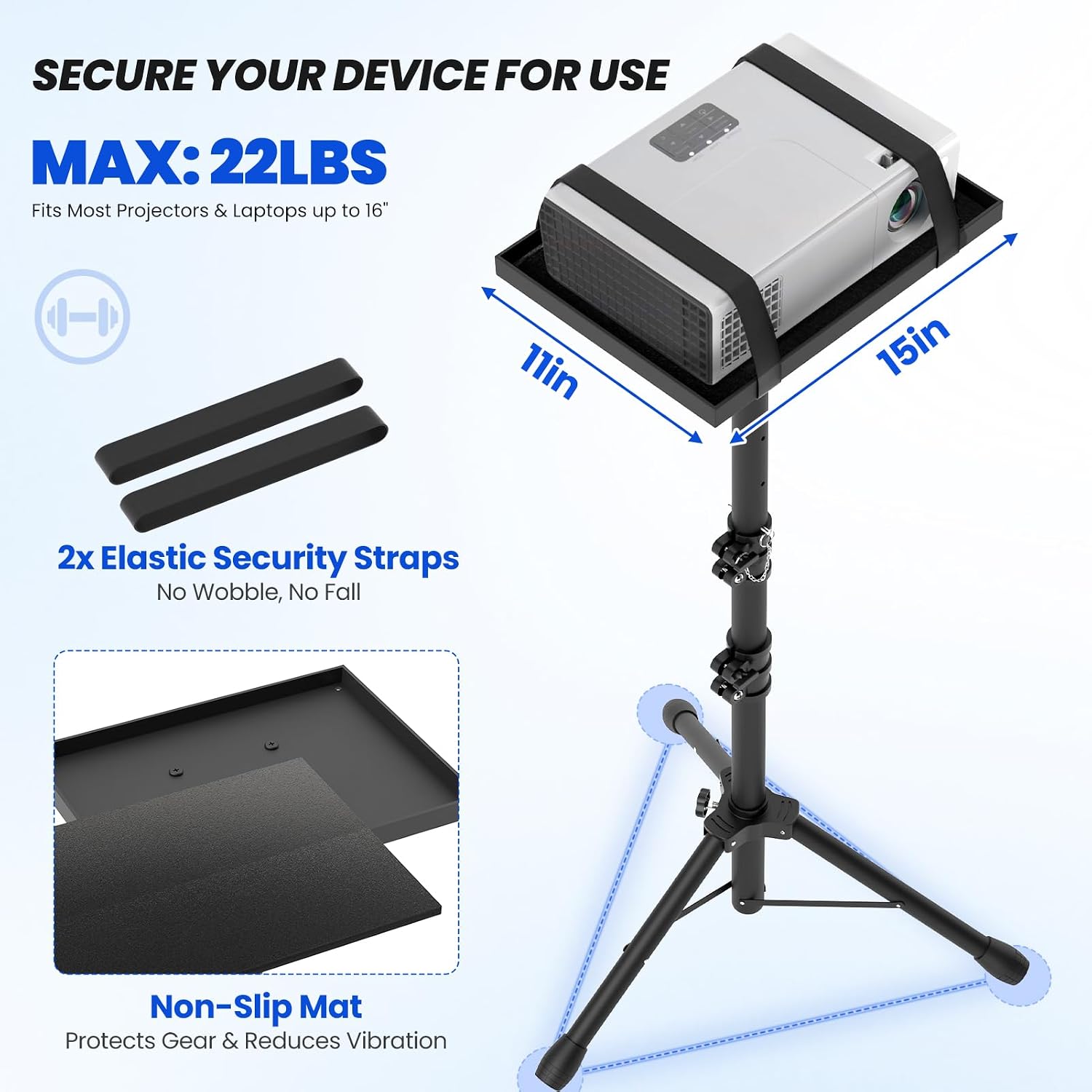 Thumbnail 2 de DECOSIS Projector Stand Tripod: Height-Adjustable Laptop & Projector Stand