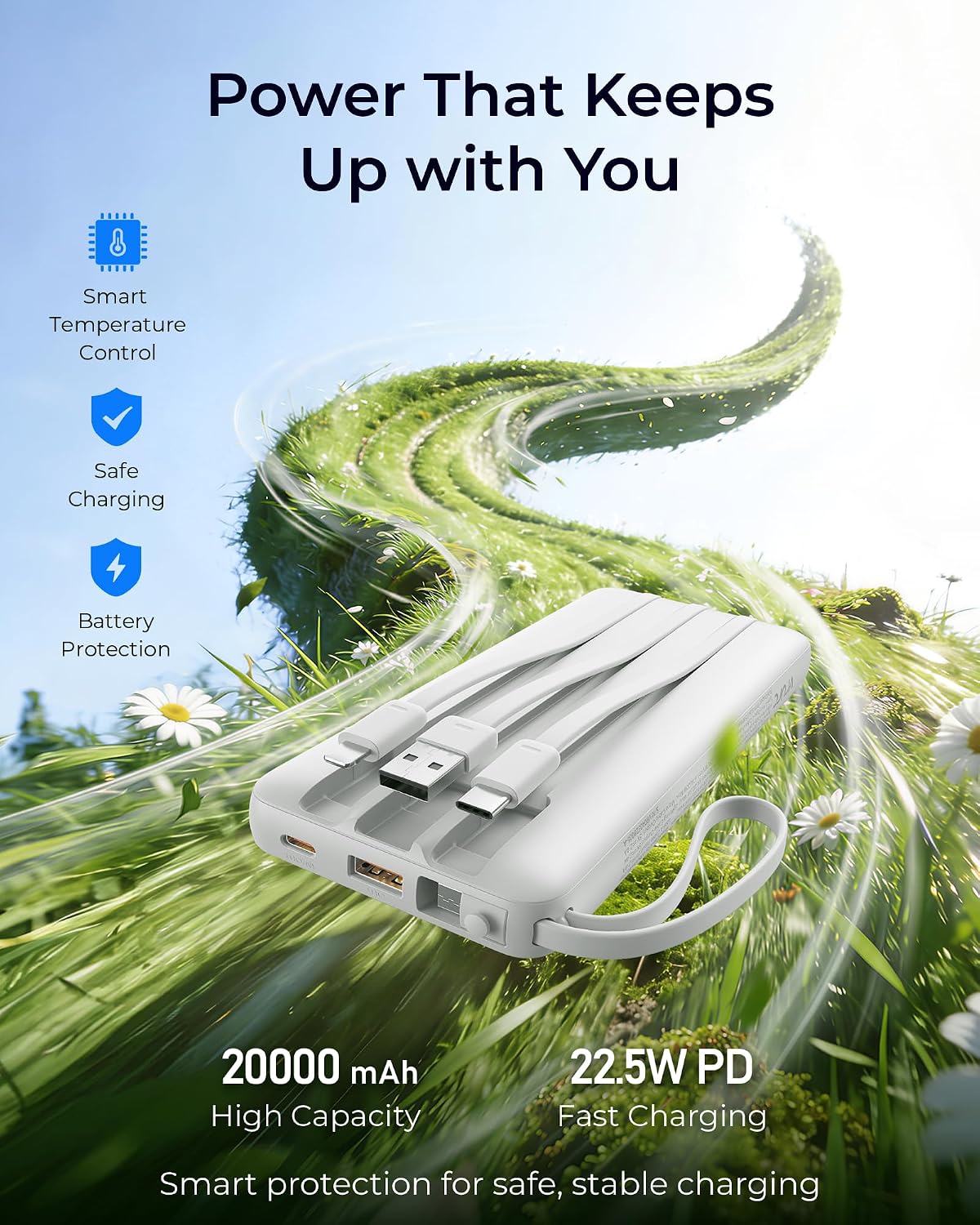 Thumbnail 2 de VRURC T2047Q 20,000mAh Power Bank with 4 Built-In Cables, 22.5W PD