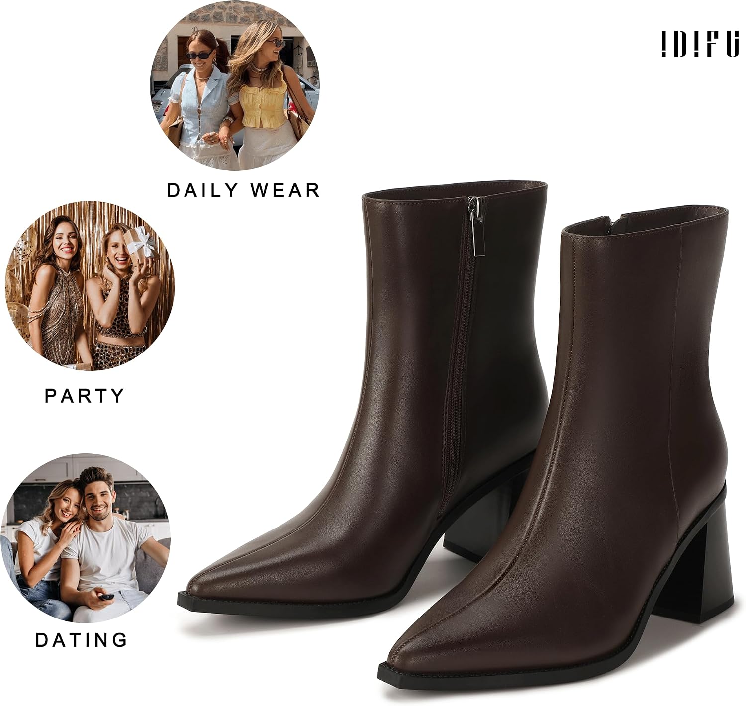 Thumbnail 4 de IDIFU Women's Ankle Boots with 2.7-Inch Block Heel