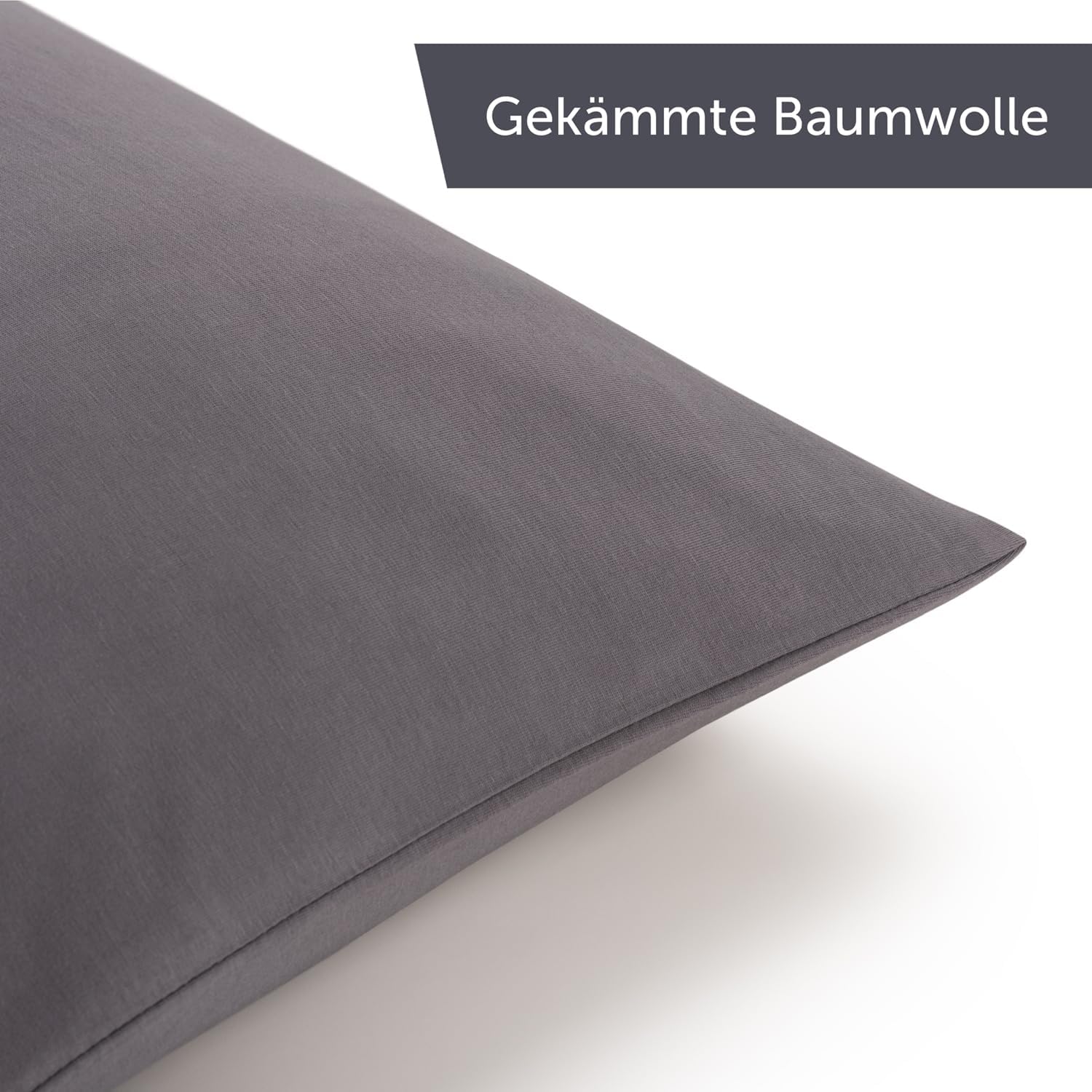 Thumbnail 6 de Blumtal Seitenschläferkissen Bezug 40 x 145 (2er Set) – Grau, 100% Baumwolle (OEKO-TEX), mit Reißverschluss