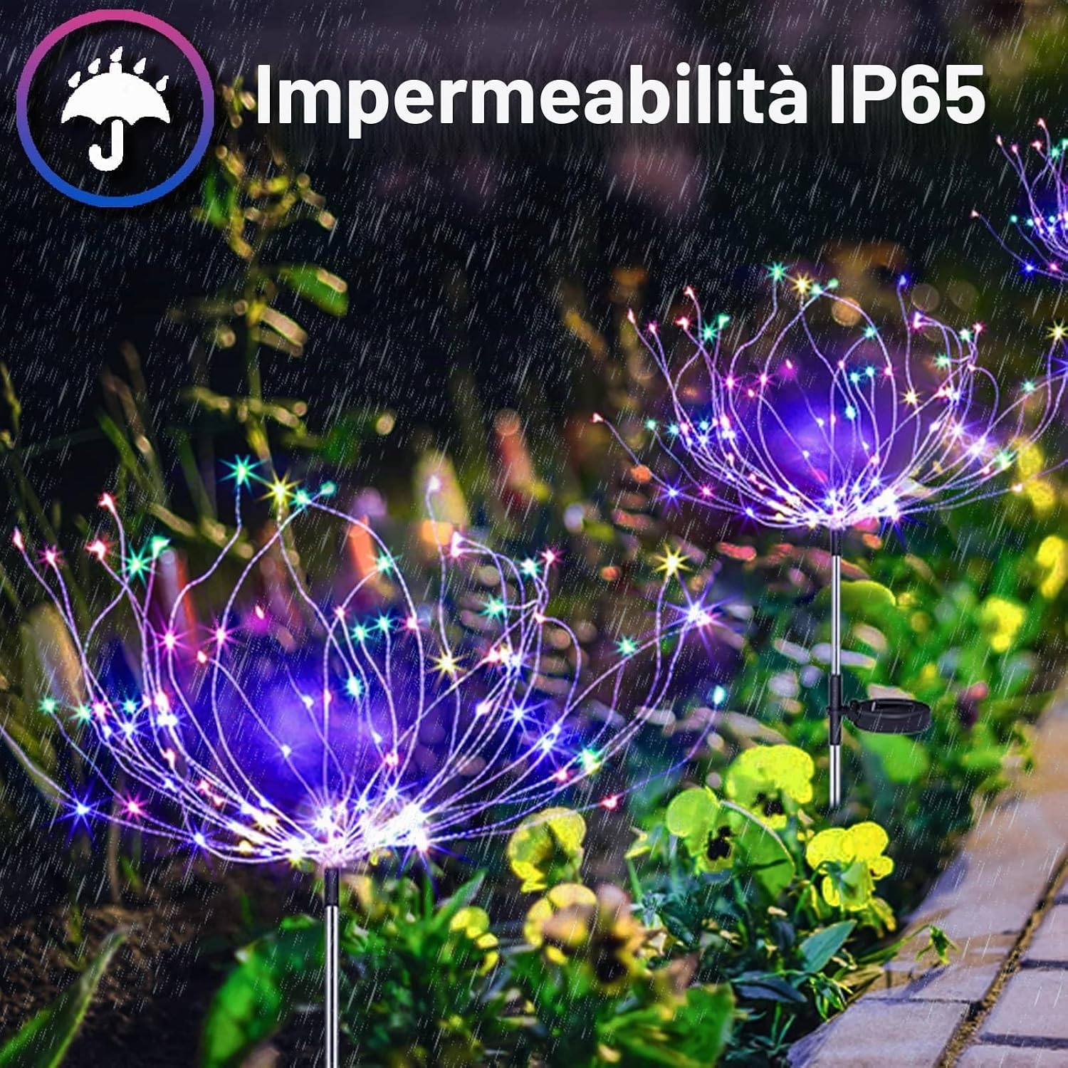 Detalle de Joycome Luci Solari 2 Pezzi Lampioni da Giardino Esterno con 120 LED – IP65, 8 Modalità e Memoria