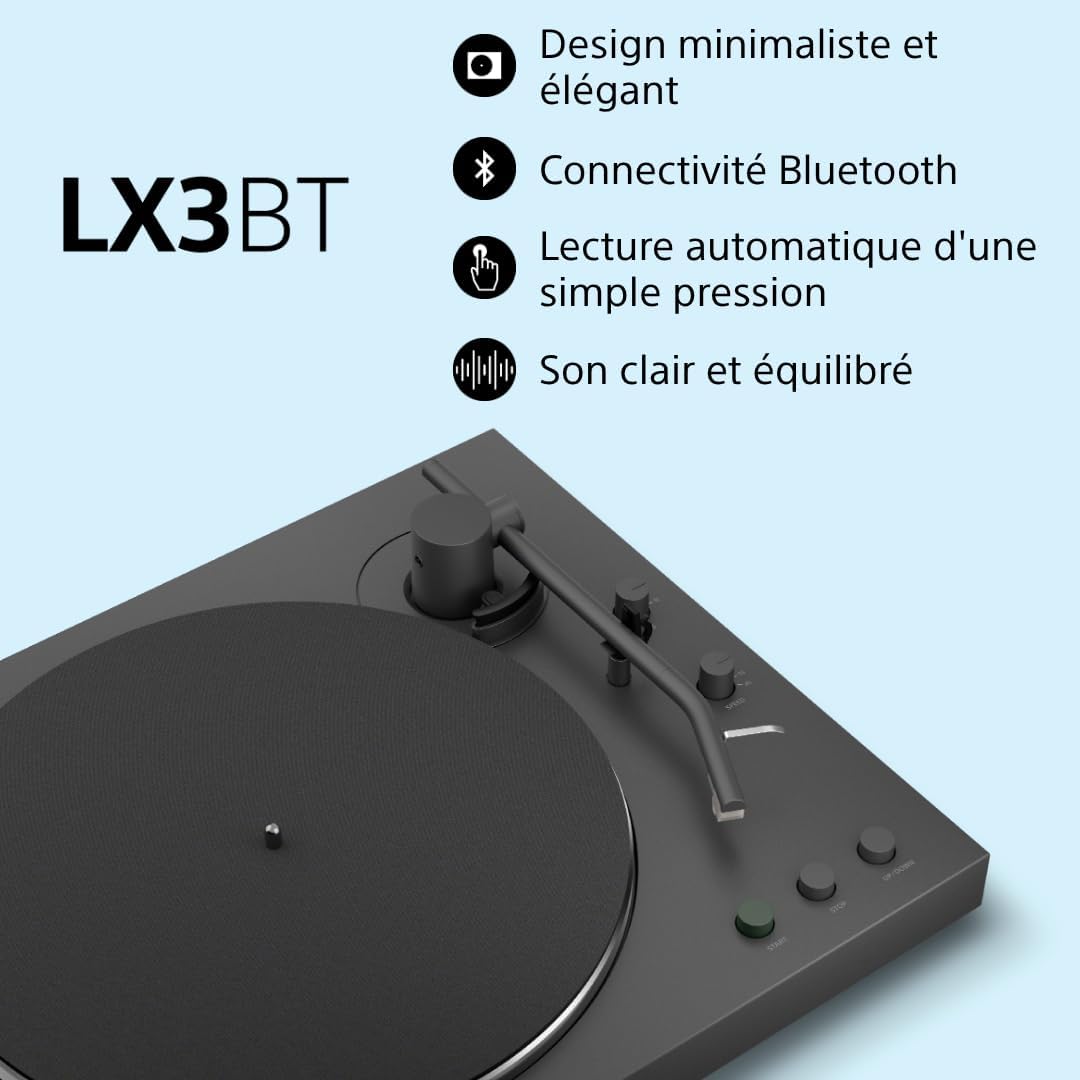Thumbnail 1 de Sony PS-LX3BT Platine Vinyle Bluetooth Noir — simplicité élégante et son chaleureux