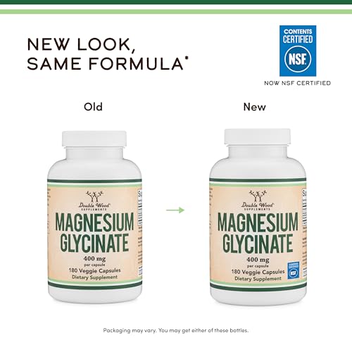Thumbnail 2 de Magnesium Glycinate 400mg by Double Wood Supplements — 180 Capsules for Relaxation, Recovery & Mood