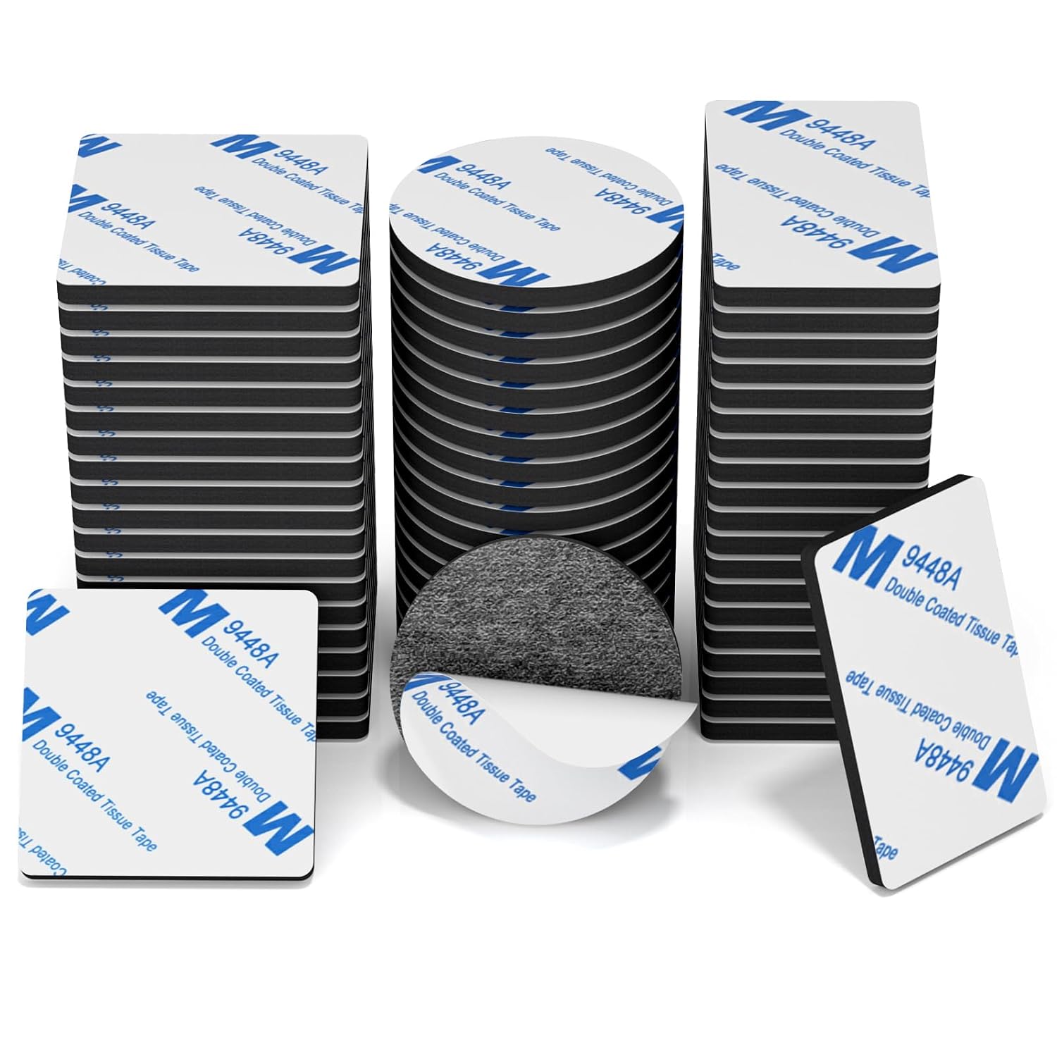 Detalle de HOMMAND Pads Biadesivo Extra Forte in schiuma EVA, 60 pezzi (rettangolari, quadrati e tondi) – nero