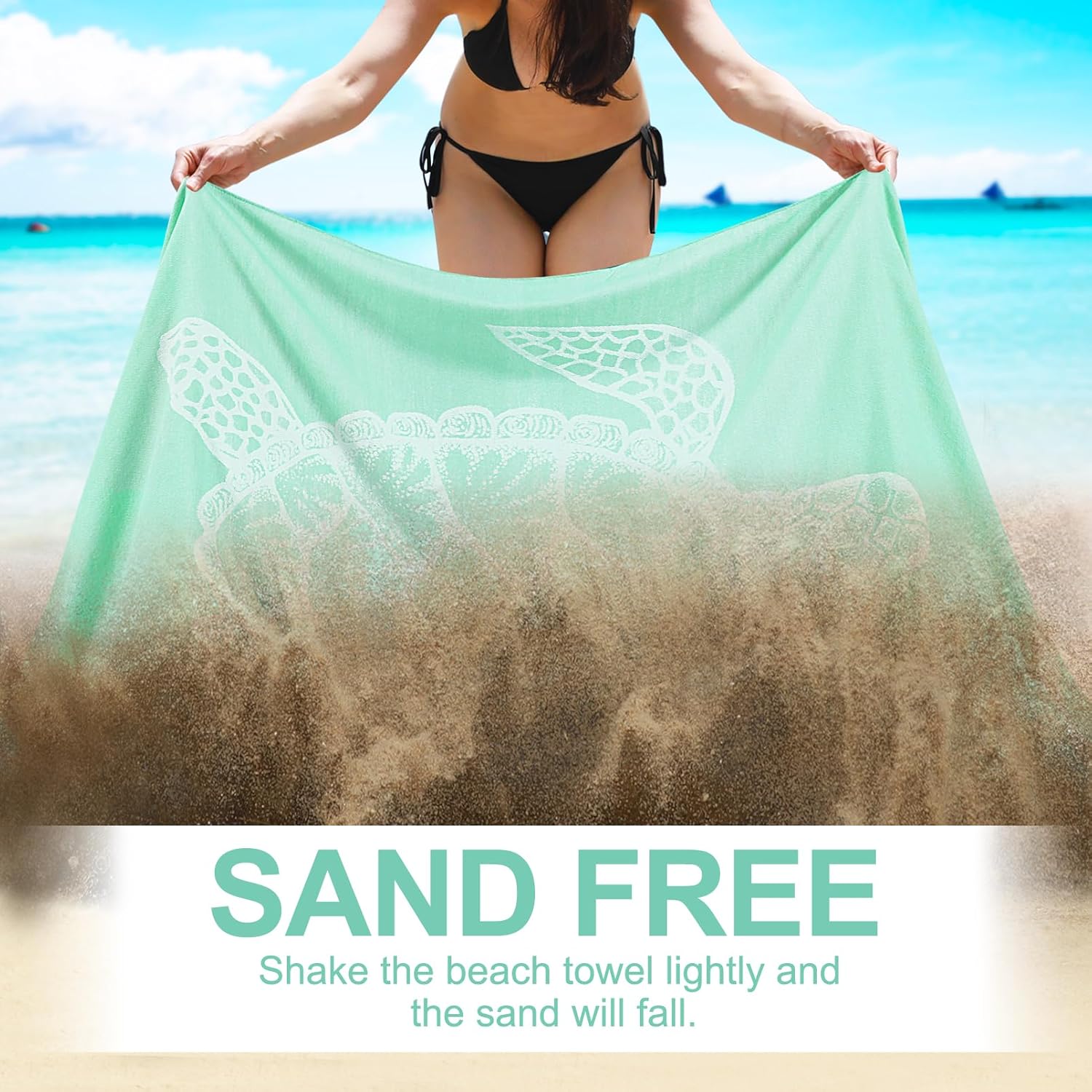 Detalle 2 de Genovega 2-Pack Cotton Oversized Turkish Beach Towels (Quick-Dry, Sand-Free, XL Travel Towel Blanket)