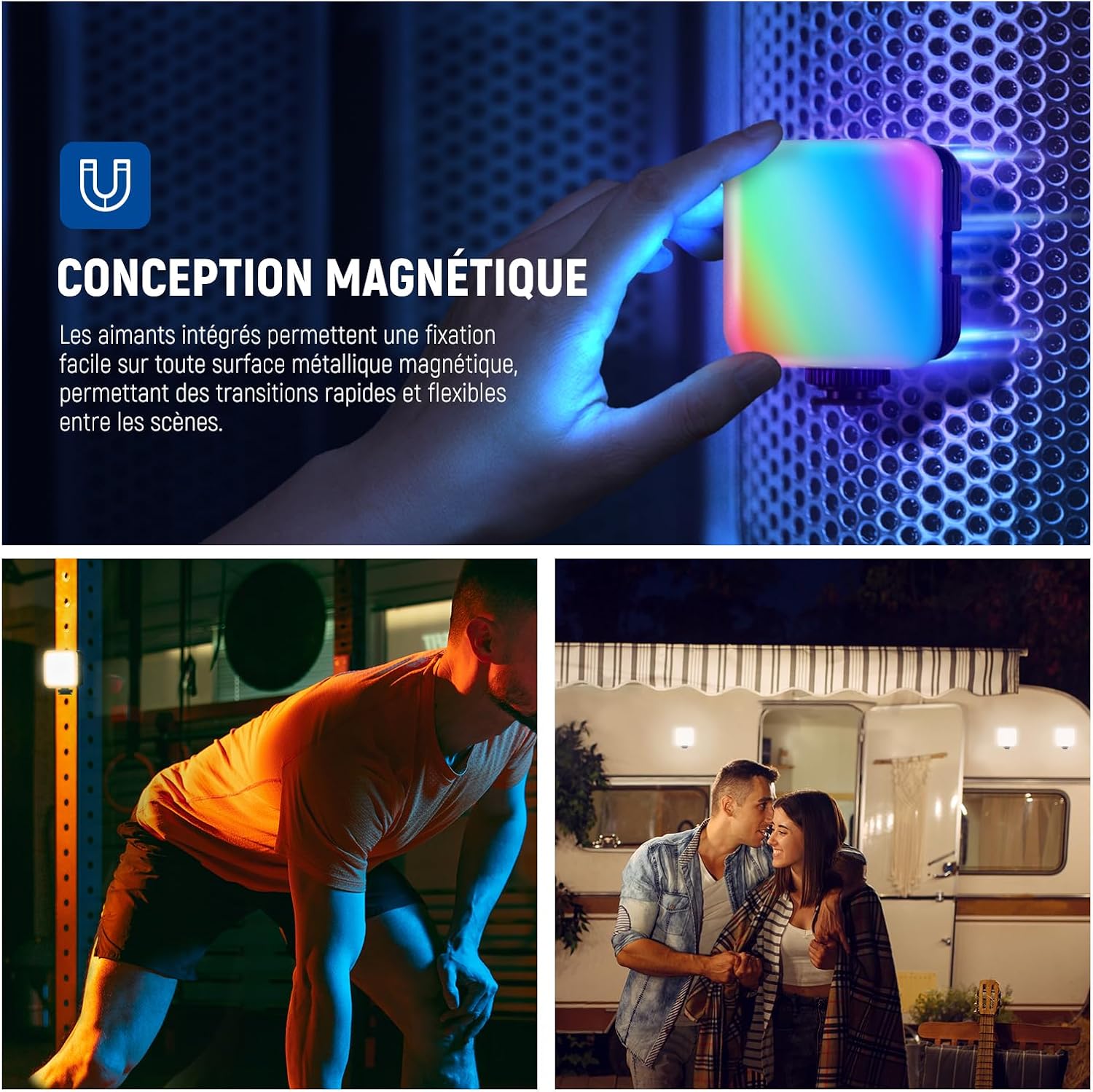 Detalle de NEEWER Lampe magnétique RGB pour appareil photo RGB61 : 61 LED, IRC 97+, 2500–8500 K et 20 modes