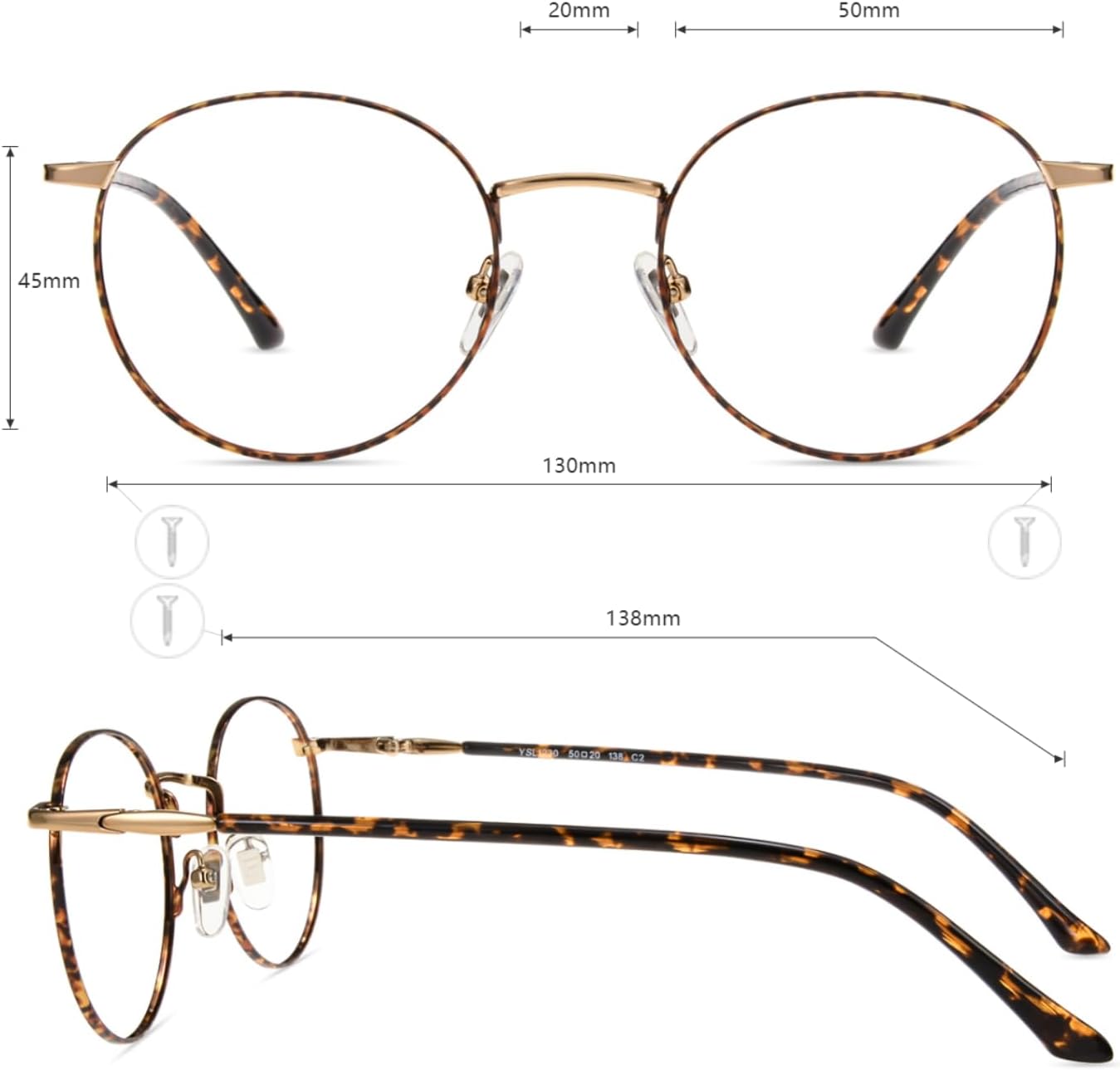 Detalle de Firmoo Reading Glasses 3.0 – Anti Blue Light, Round Metal Frame, Tortoise Shell