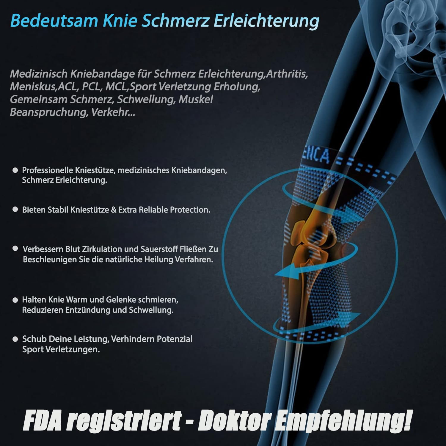 Detalle 2 de NEENCA Kniestütze Kompressionsbandage Kniestütze