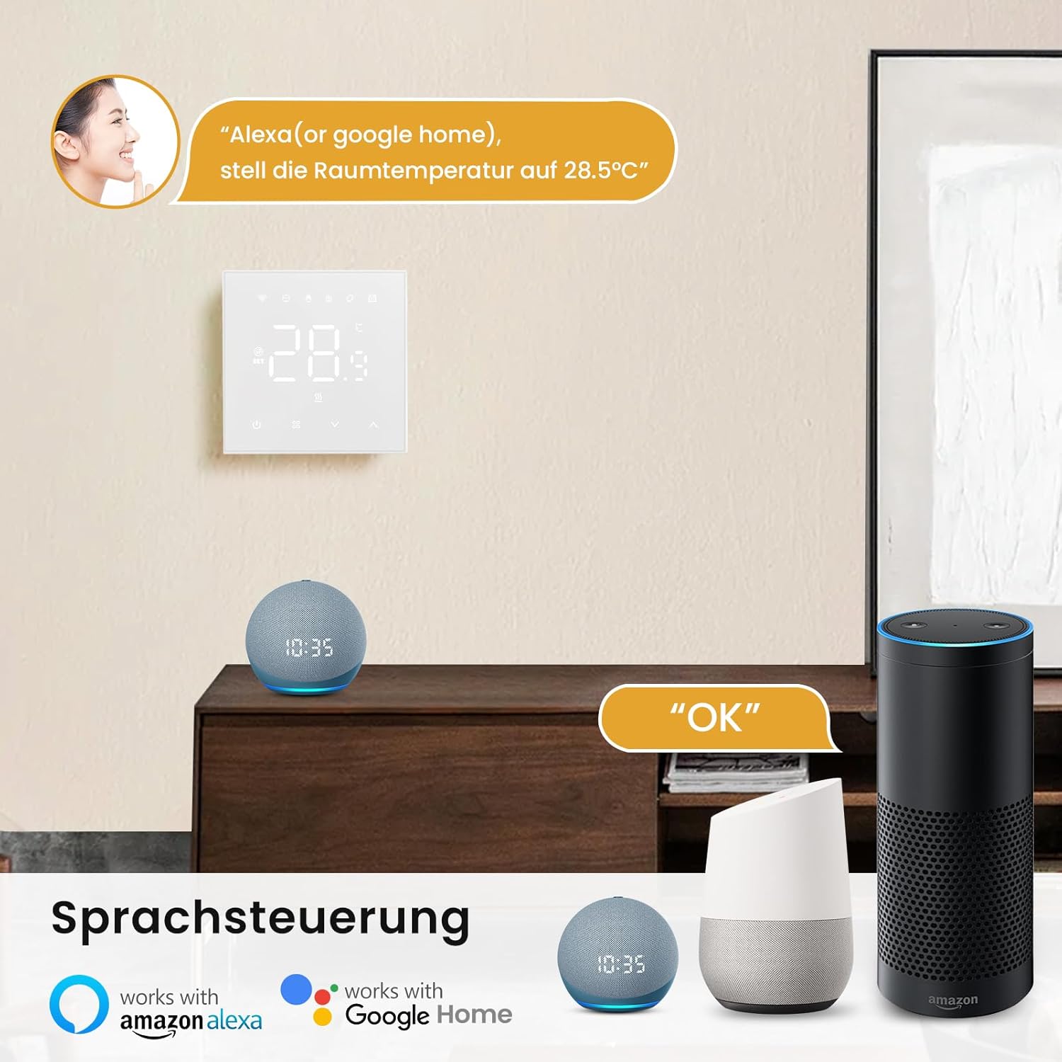Detalle 2 de MIUCDA Smart Thermostat FuĂbodenheizung Thermostat đĄ