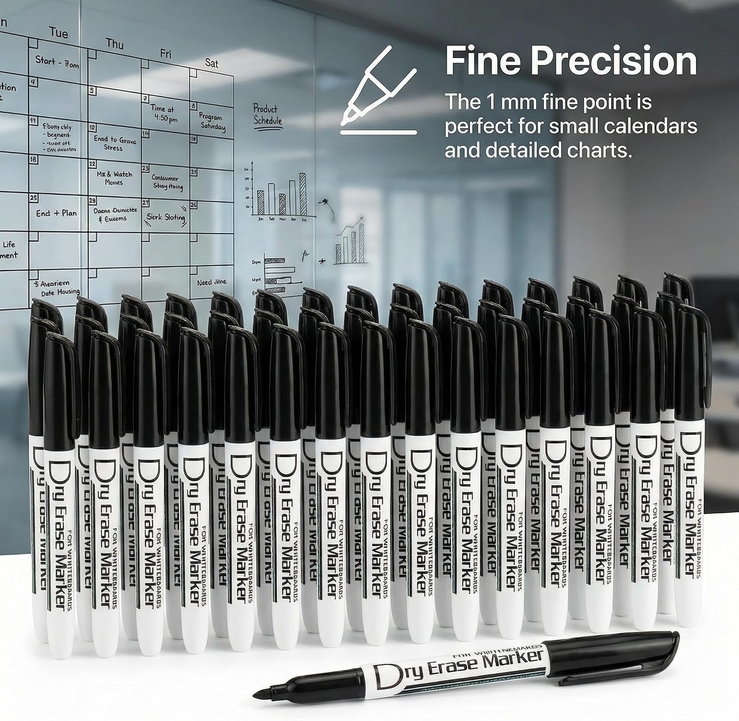 Detalle de Volcanics Black Dry Erase Markers 80-pack ๐