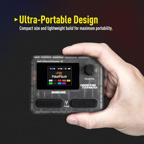 Detalle de SONICAKE Pedal de guitarra multiefectos: 9 módulos, 100 presets y compatibilidad OTG