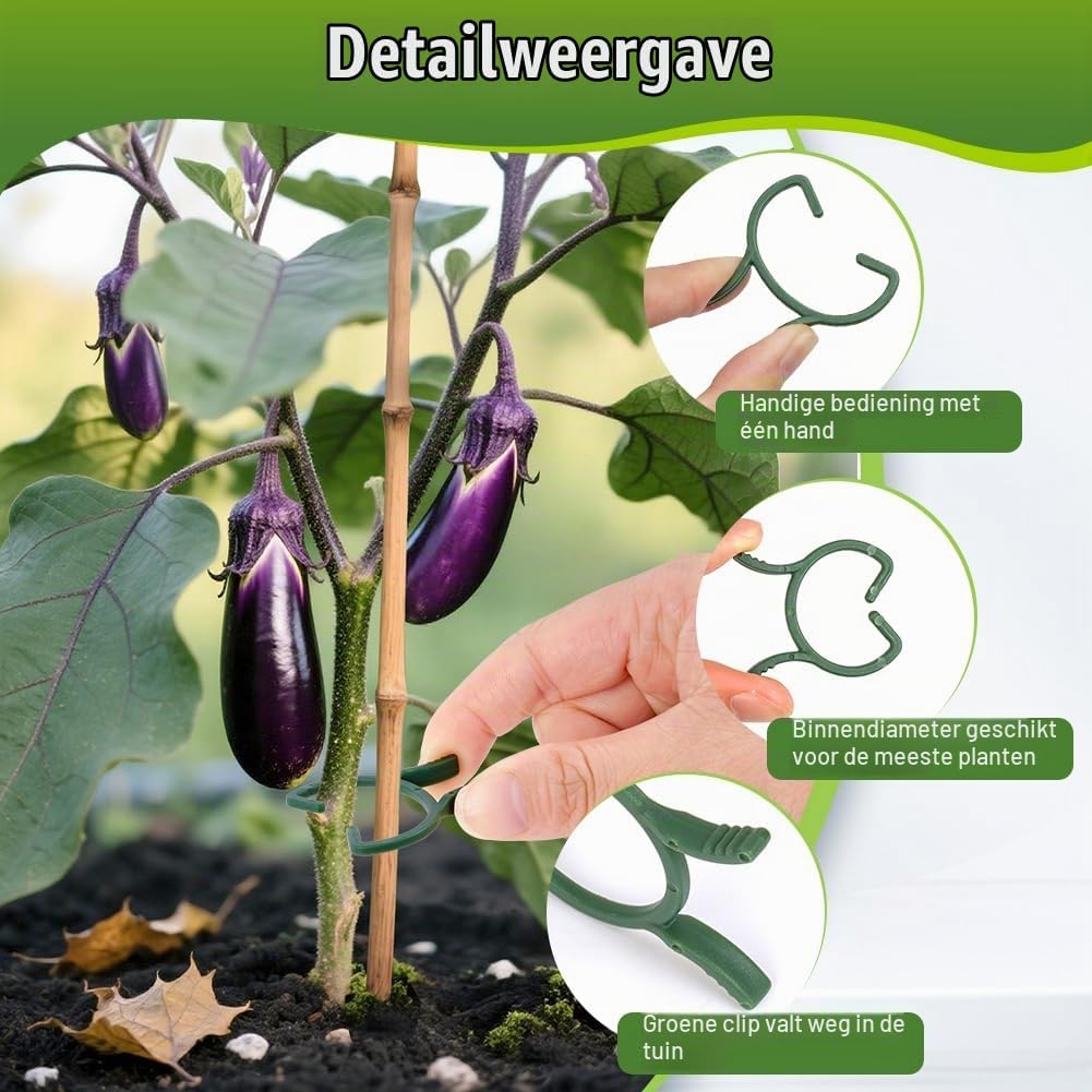 Detalle de ANOMM plantenclips, 210 groene kunststof klemmen voor plantensteun