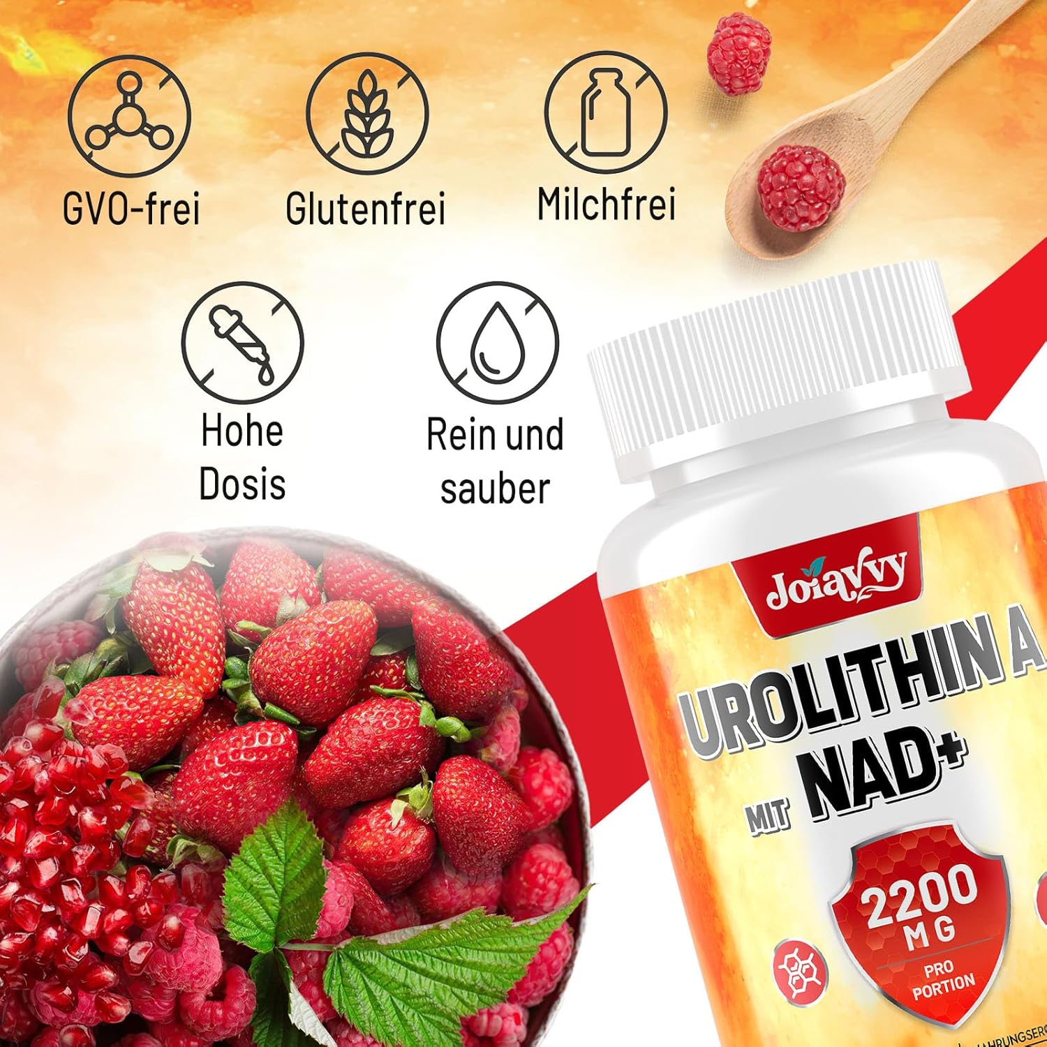 Detalle de Joiavvy Urolithine A Gélules 2000 mg par portion + NAD+ 200 mg – Complément mitochondrial 2 en 1
