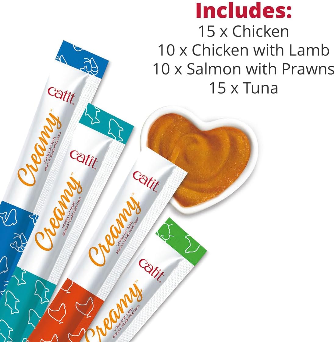 Detalle 2 de Catit Creamy Variety Pack 50 x 10g 🐱