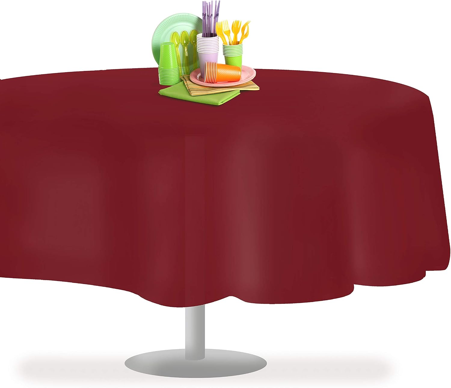 Thumbnail 6 de Grandipity High-Quality Plastic Tablecloth, 54 in x 108 in, Burgundy (Rectangular), Pack of 6 or 12