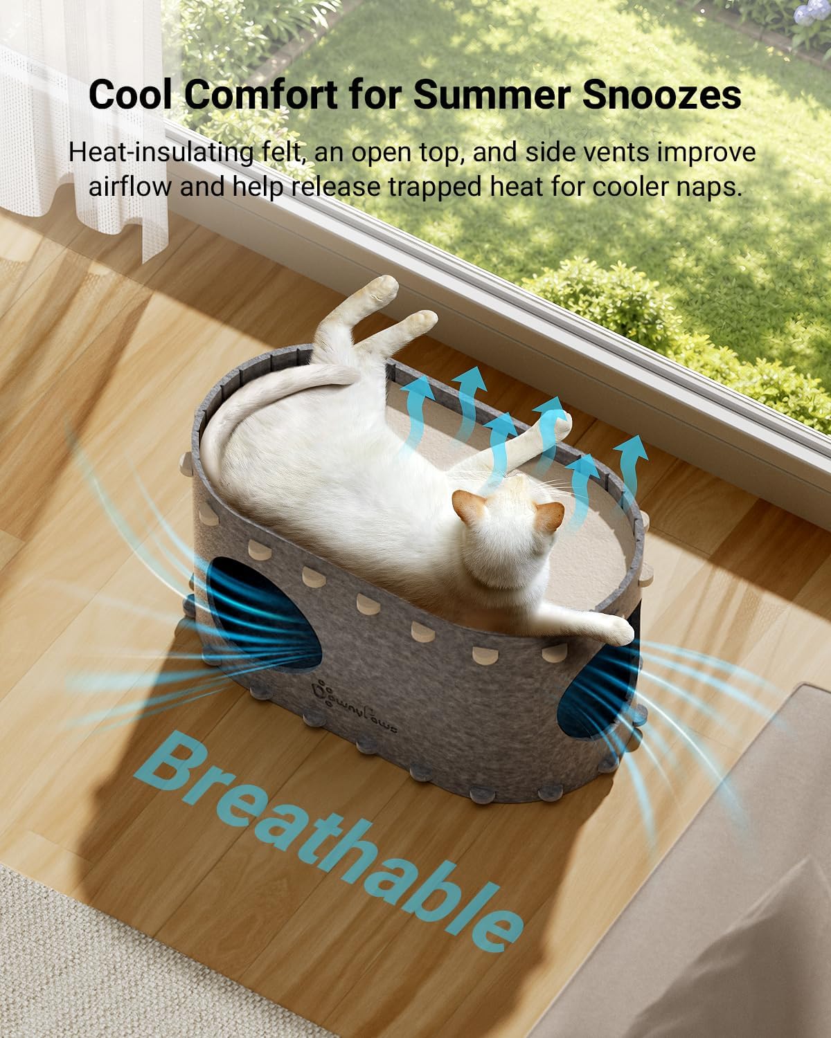 Detalle de DownyPaws Cat Cave Bed, Light Gray