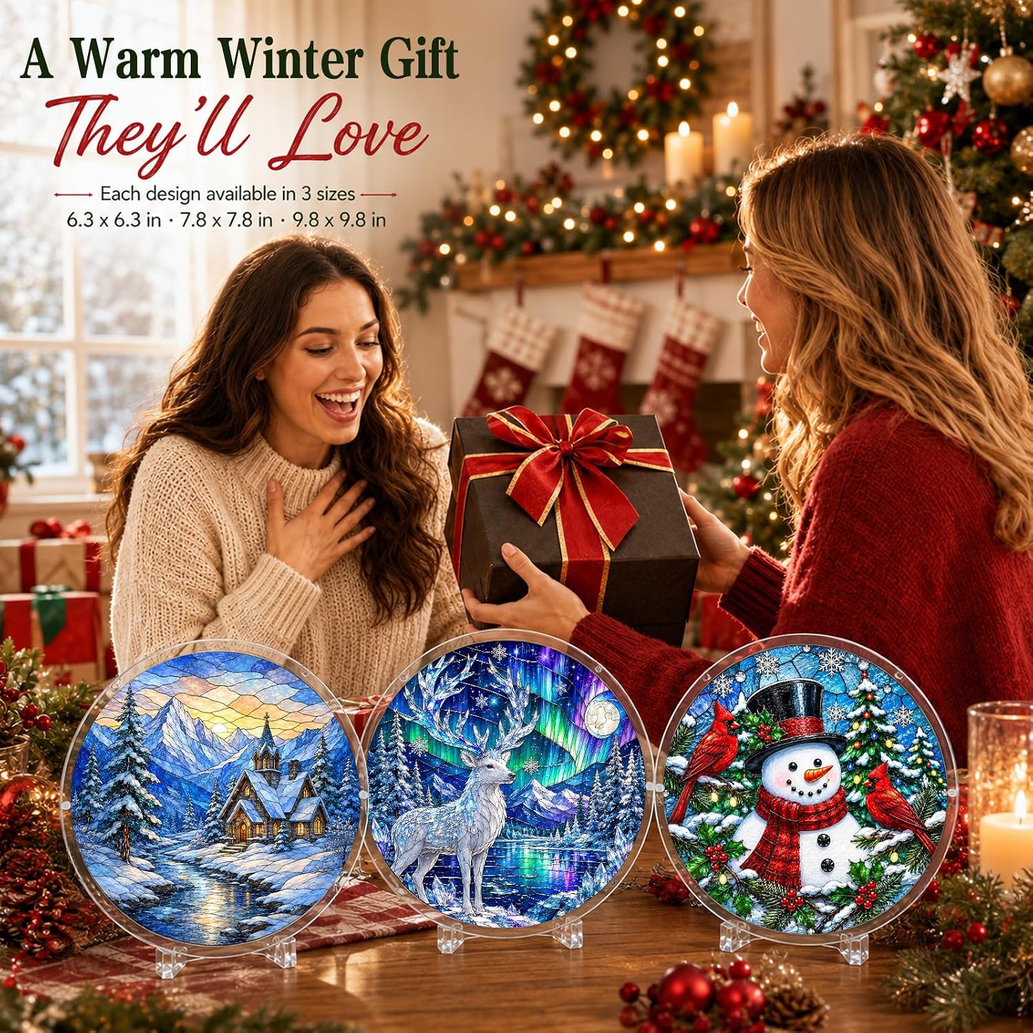 Thumbnail 5 de Bigwish Winter Snowman 9.8-Inch Acrylic Puzzle Suncatcher, 43 Pieces