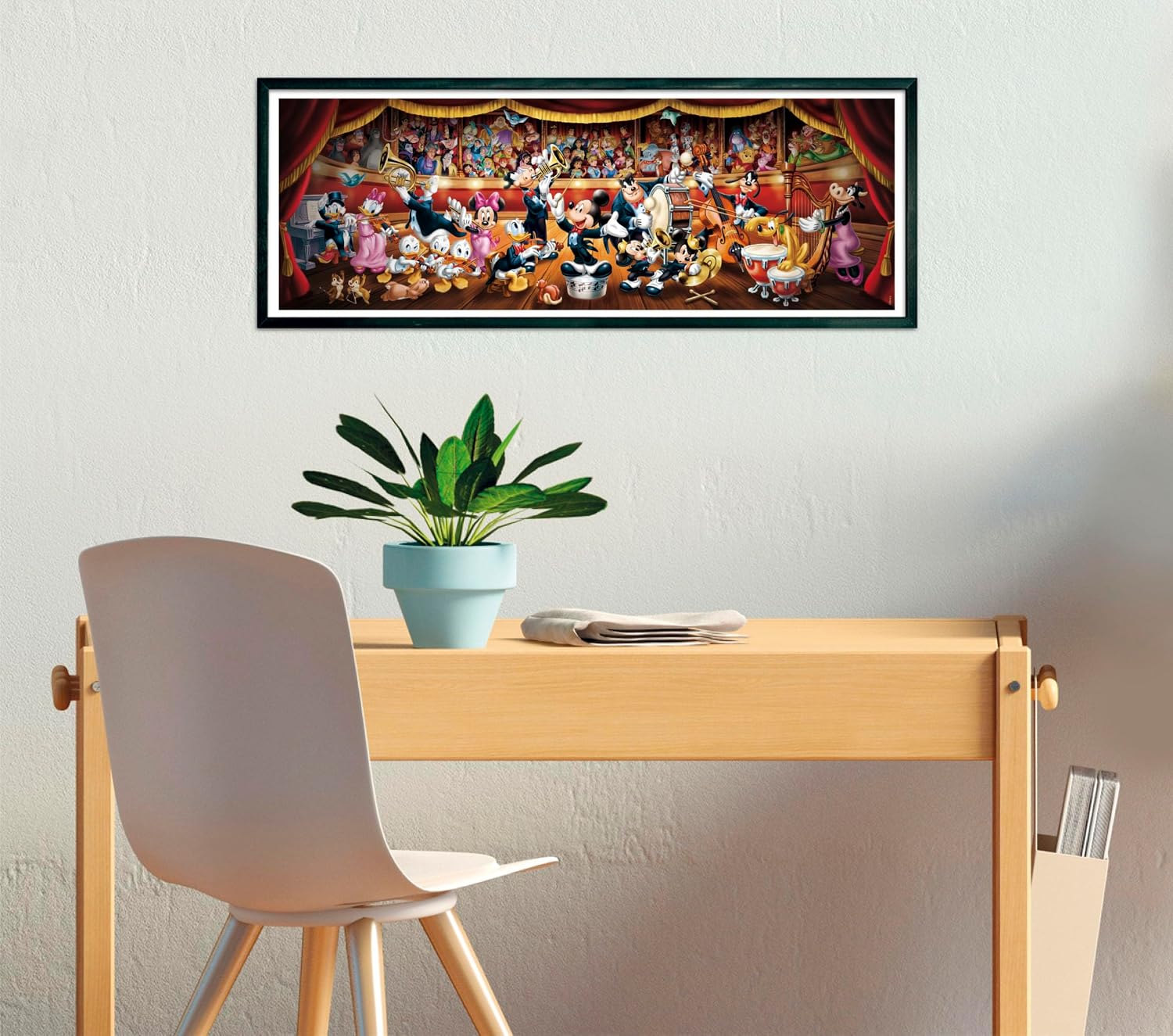 Detalle 2 de Clementoni Puzzle 1000 pezzi Panorama Disney Orchestra, con poster incluso (37067) da 98x33 cm