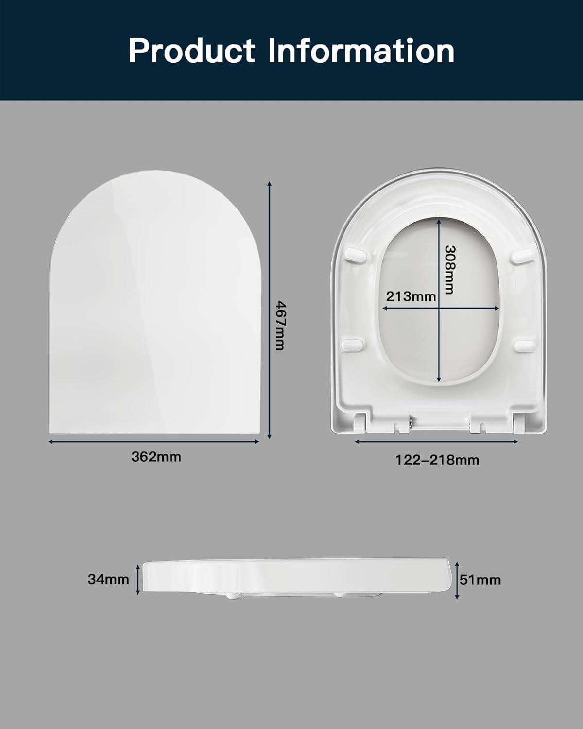 Detalle de D Shape Soft Close Toilet Seat 1 — toilet seat 🚽