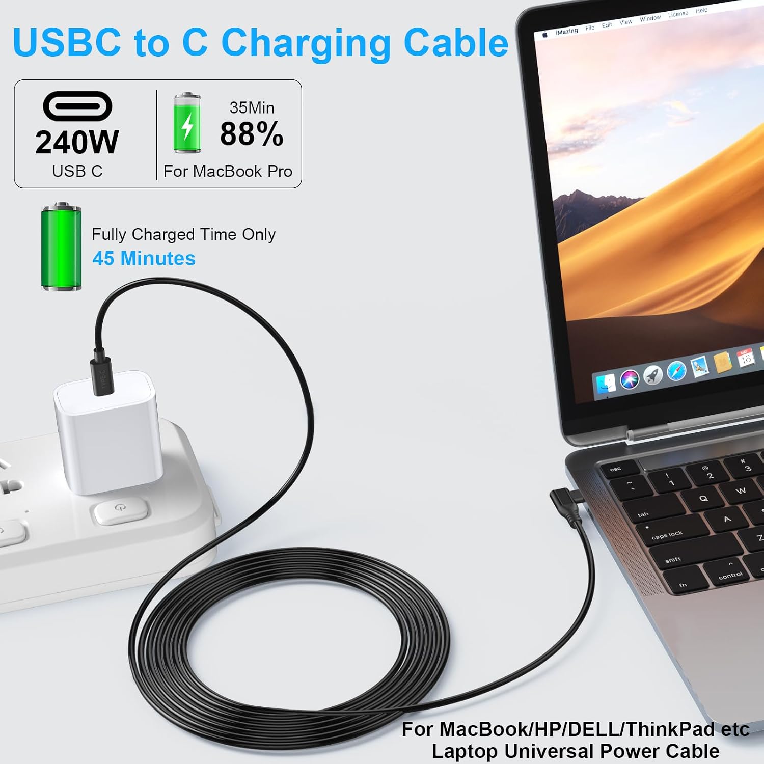 Detalle 2 de 240W USB C to USB C Charger Cable 3m