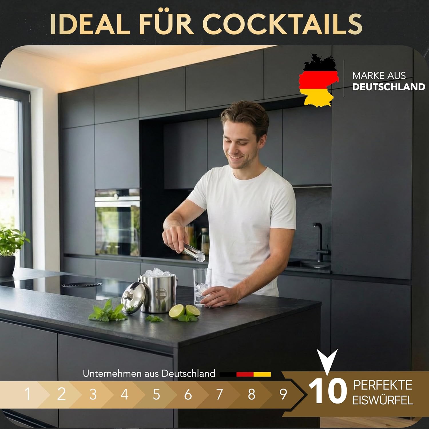 Thumbnail 3 de SilverRack Edelstahl Eiswürfelbehälter mit Deckel und Zange (1,3 l) – Eiskübel aus Edelstahl