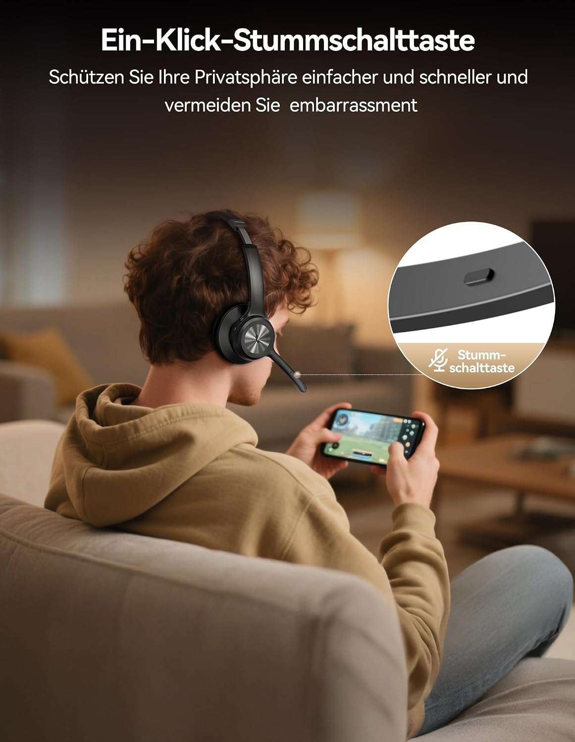 Thumbnail 4 de TECKNET Bluetooth Headset mit Mikrofon – Kabellos, BT6.0, ENC-Rauschunterdrückung, Ein Ohr ideal für Büro, Homeoffice und Callcenter