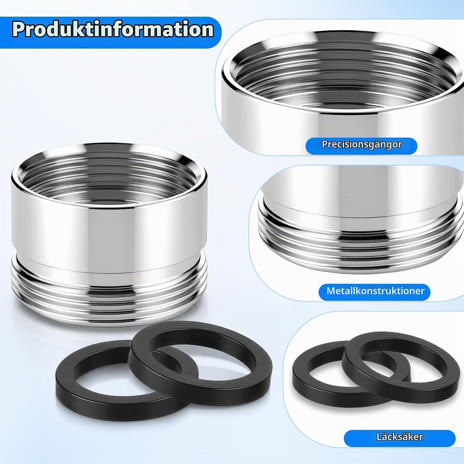 Thumbnail 6 de Zocipro 10-pack kranadaptersats i mässing, M16–M22 med packningar