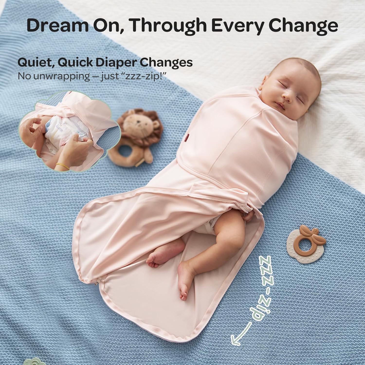 Thumbnail 4 de Momcozy Swaddles for Newborns (0–3 Months) Quiet Fastener Sleep Sack, Bloom, 2-Pack