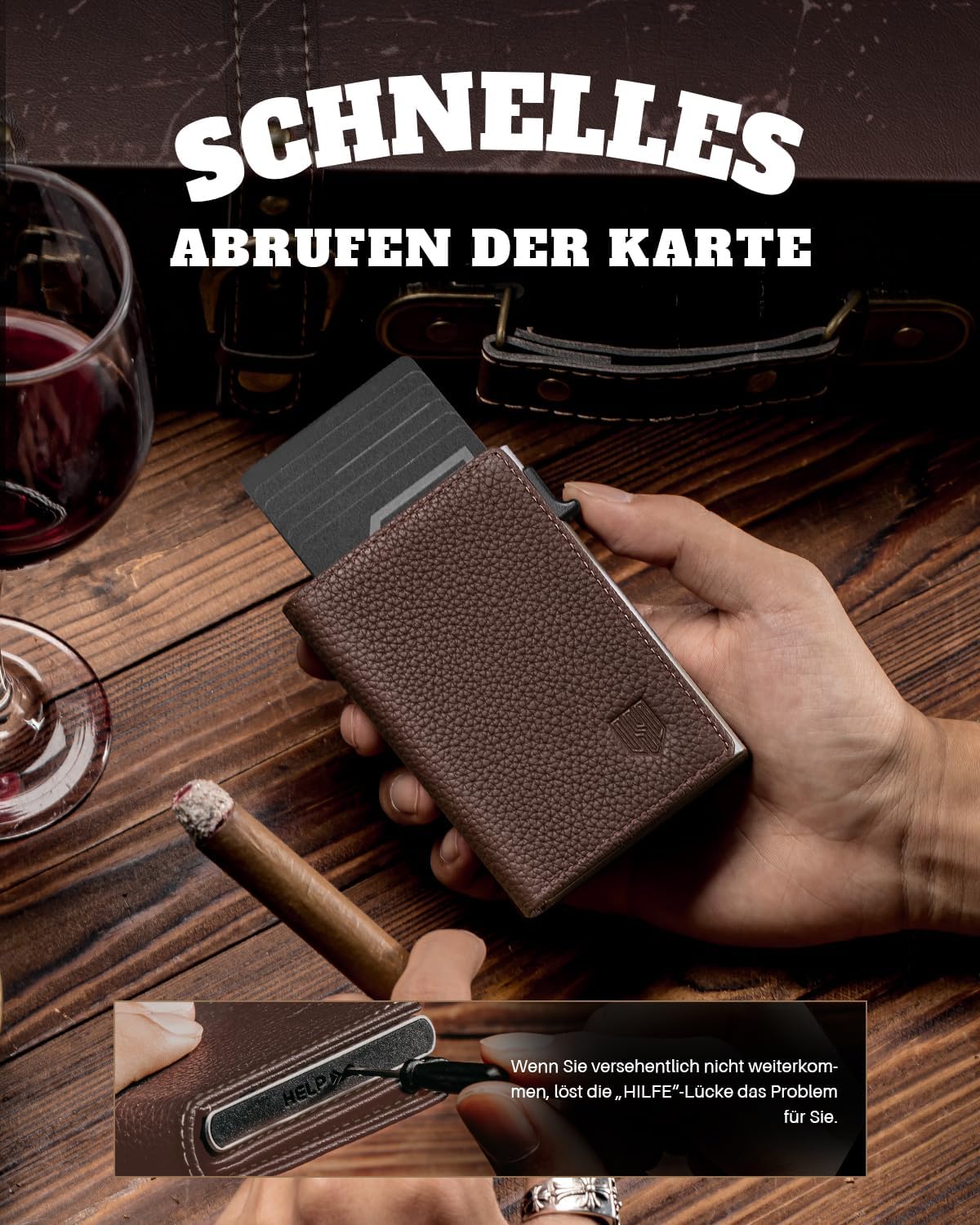 Thumbnail 5 de DODENSHA MagSnap Pebble Geldbörse mit Münzfach, Slim Wallet inkl. RFID-Schutz – braun-silber