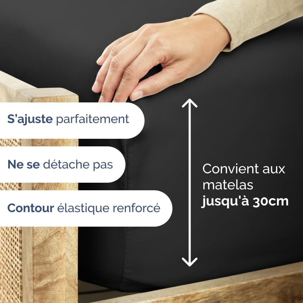 Detalle de CGK Unlimited Drap Housse 100x200 Bonnet 30 cm